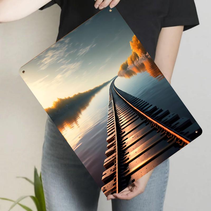 Railway Track Leading to Golden Sunset Lake Reflection Metal Wall Art Modern Minimalist Home Decor 20x30cm(7.8x11.8inch)
Railway Track Leading to Golden Sunset Lake Reflection Metal Wall Art Modern Minimalist Home Decor 20x30cm(7.8x11.8inch)