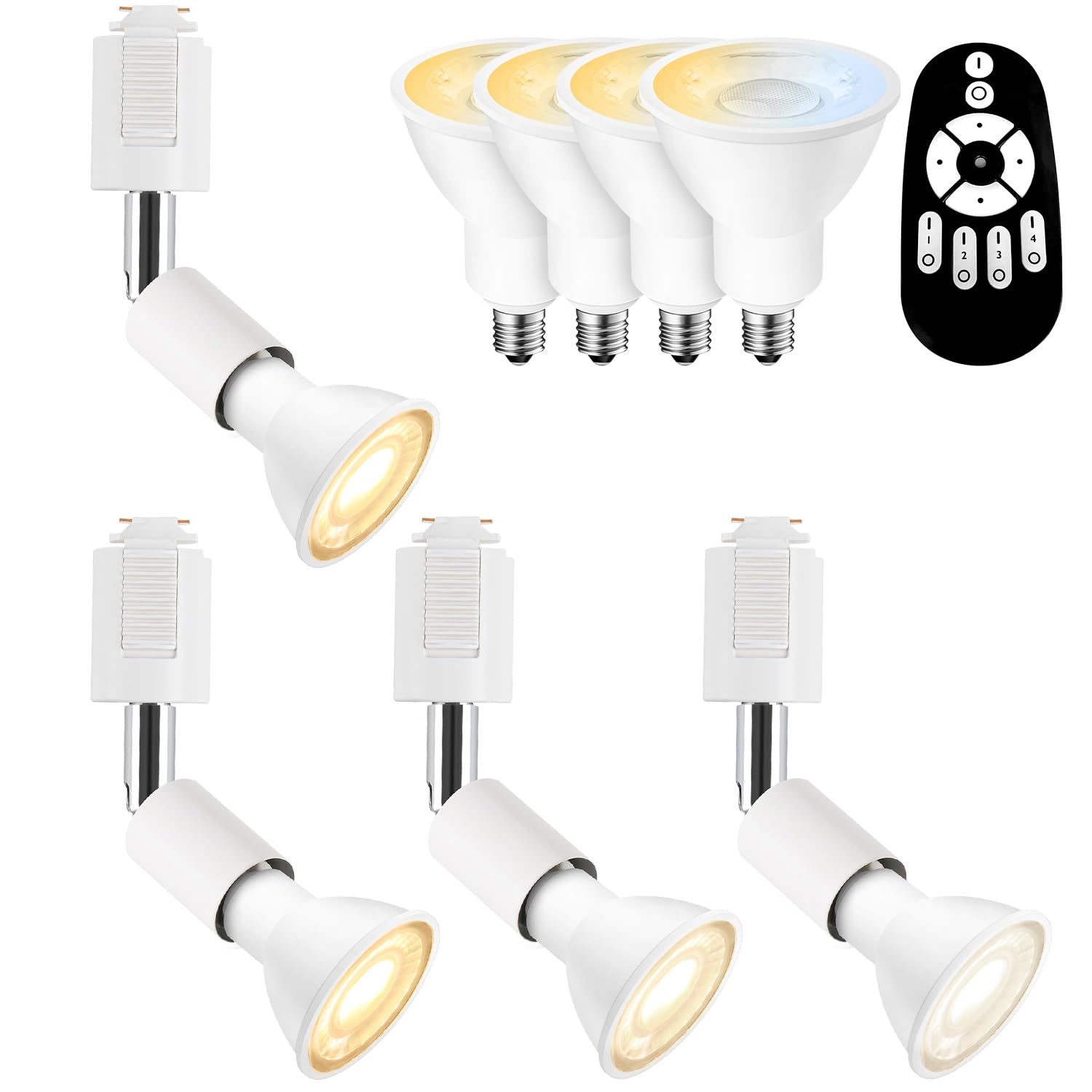 Set of 4 Duct Rail Spotlights, E11 Base with LED Bulbs, Dimmable, Color-Changing, 6W, Adjustable Angle, Remote Control, Night Light, LED Bulbs and
Set of 4 Duct Rail Spotlights, E11 Base with LED Bulbs, Dimmable, Color-Changing, 6W, Adjustable Angle, Remote Control, Night Light, LED Bulbs and