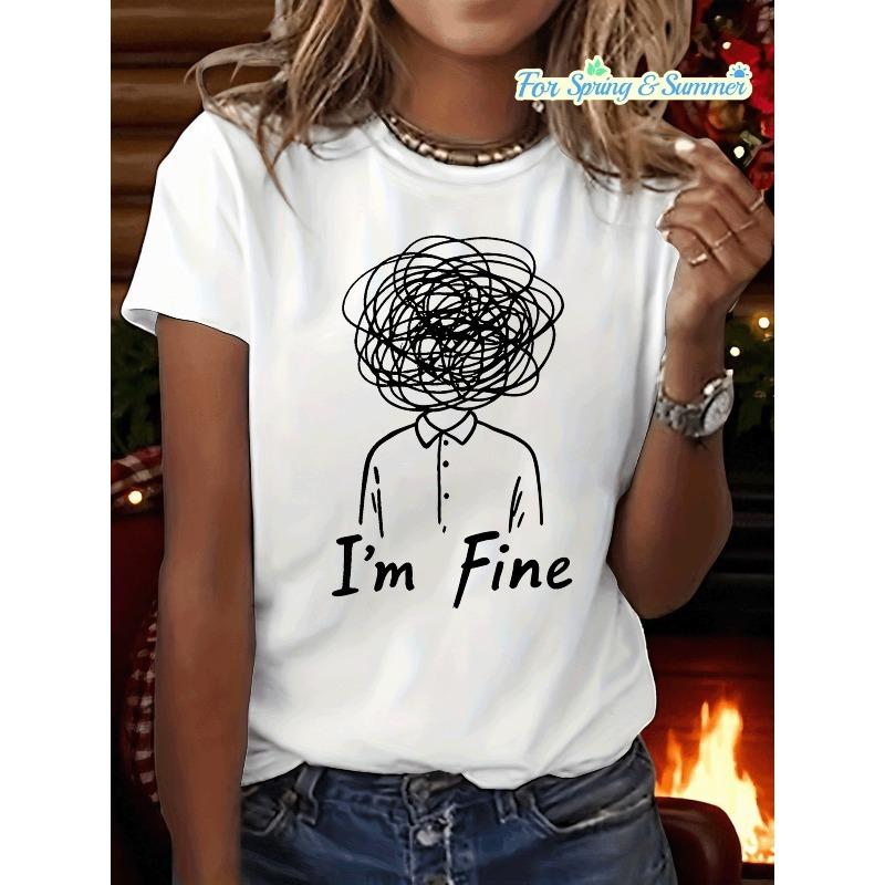 A Casual Short-Sleeve Crew Neck T-Shirt with a Humorous Graphic Print, Perfect for Women S Spring And Summer Wear S белый
A Casual Short-Sleeve Crew Neck T-Shirt with a Humorous Graphic Print, Perfect for Women S Spring And Summer Wear S белый