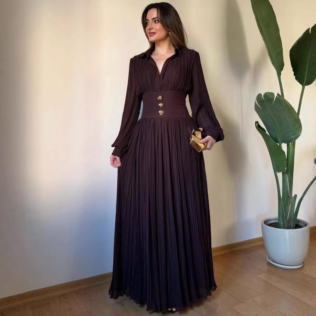 Women s Fashion Solid Color Long Sleeve Polo Collar Button Pleated Dress XL кавовий
Women s Fashion Solid Color Long Sleeve Polo Collar Button Pleated Dress XL кавовий