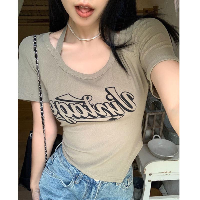 Женская футболка больших размеров с халтером, коротким рукавом и приталенного кроя – Летний стиль 3XL (130-140 jin) светло-серый
Женская футболка больших размеров с халтером, коротким рукавом и приталенного кроя – Летний стиль 3XL (130-140 jin) светло-серый