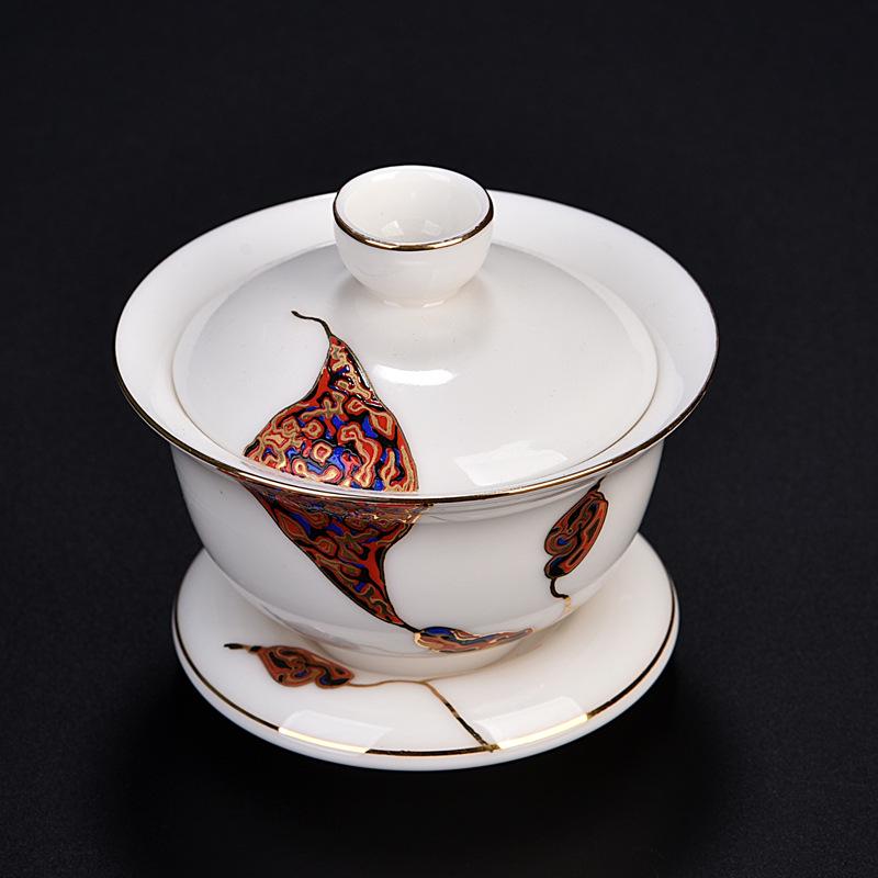 Sancai Gaiwan: Mutton Fat Jade Porcelain Tea Bowl - Elegant Souvenir for Leaders & Friends
Sancai Gaiwan: Mutton Fat Jade Porcelain Tea Bowl - Elegant Souvenir for Leaders & Friends