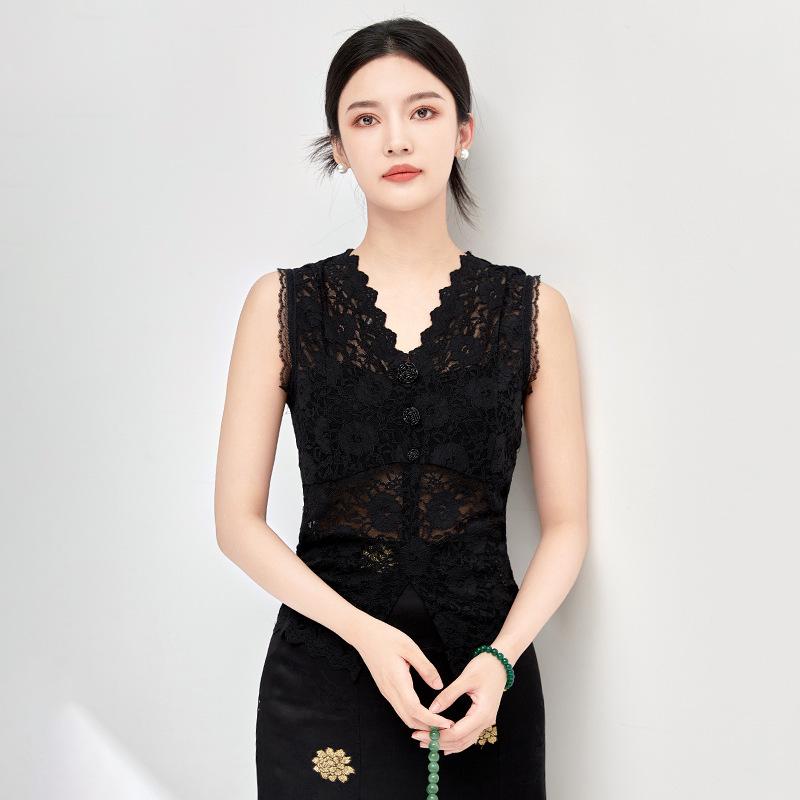 Женственная эластичная футболка с V-образным вырезом и кружевными бретелями - Универсальная базовая футболка или летний жилет XXL чёрный
Женственная эластичная футболка с V-образным вырезом и кружевными бретелями - Универсальная базовая футболка или летний жилет XXL чёрный