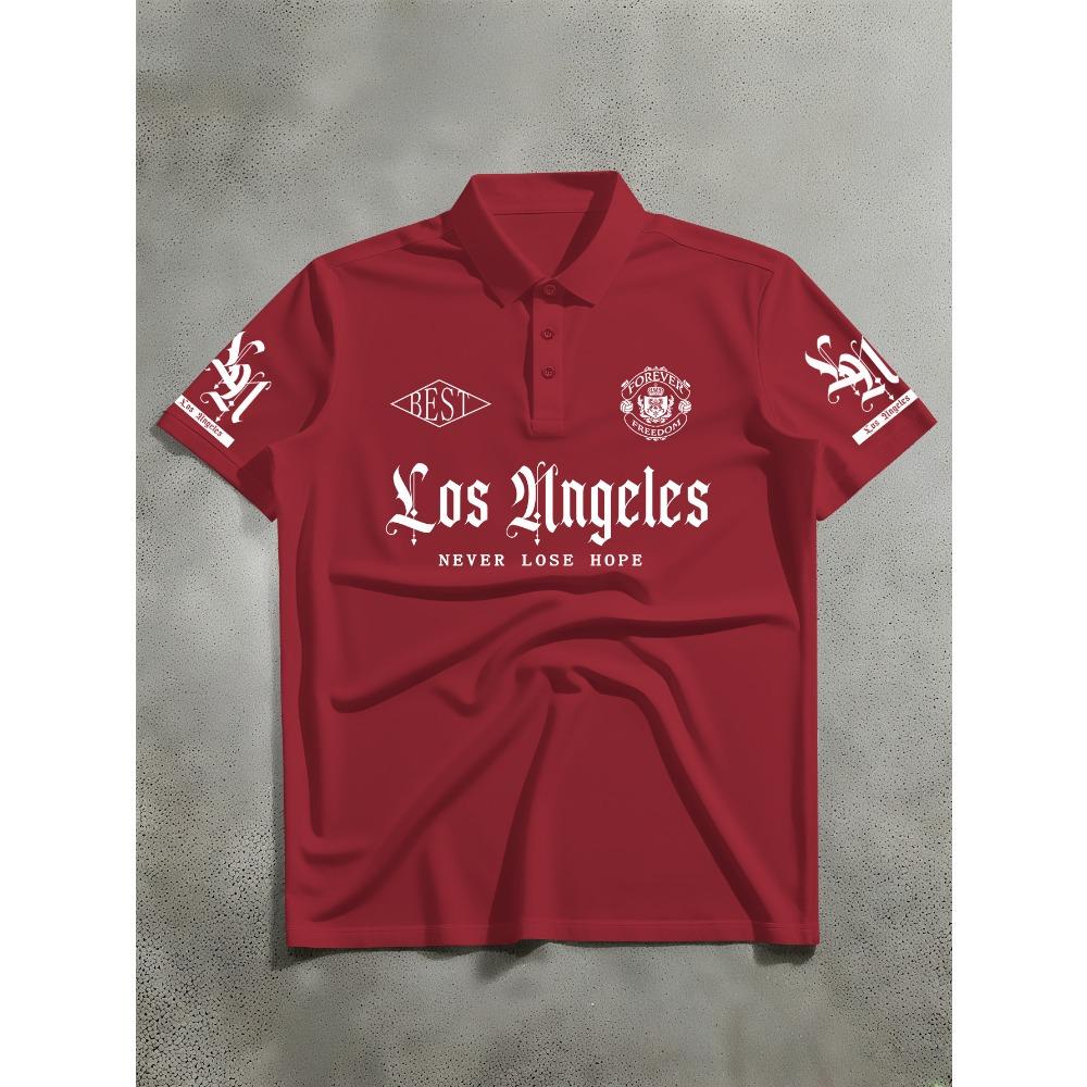Men s short-sleeved Polo shirt, American street style Los Angeles English printed Polo shirt 5XL
Men s short-sleeved Polo shirt, American street style Los Angeles English printed Polo shirt 5XL