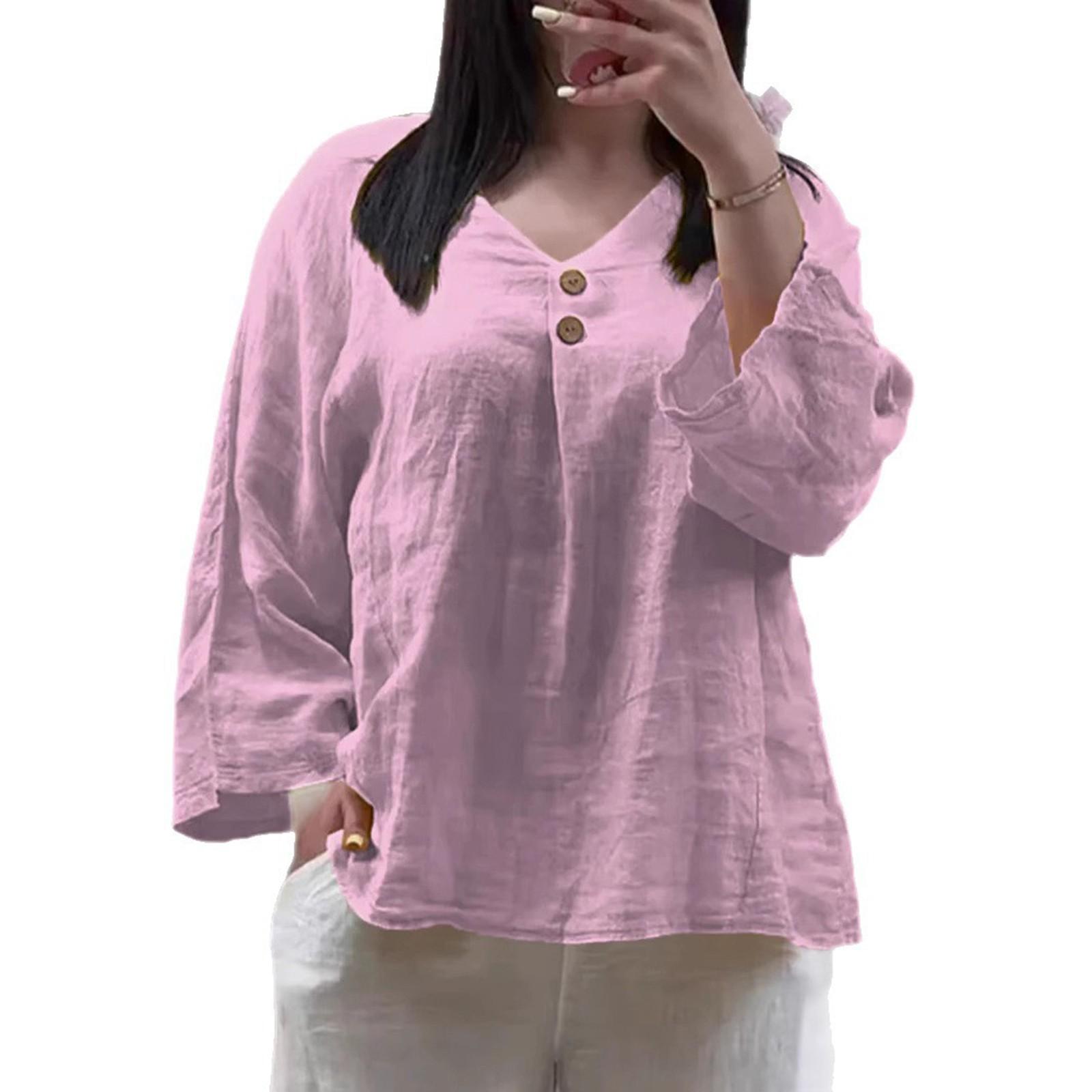 Модная однотонная повседневная свободная рубашка с V-образным вырезом и длинными рукавами, женские топы L розовый
Модная однотонная повседневная свободная рубашка с V-образным вырезом и длинными рукавами, женские топы L розовый