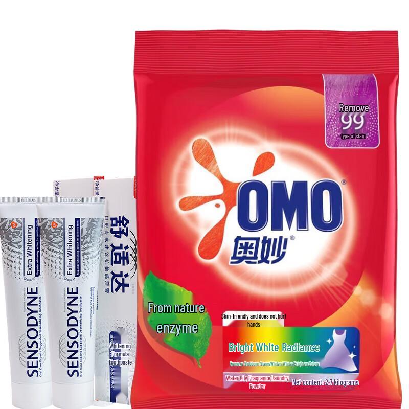 Набор зубной пасты для чувствительных зубов Sensodyne Whitening и стирального порошка OMO
Набор зубной пасты для чувствительных зубов Sensodyne Whitening и стирального порошка OMO