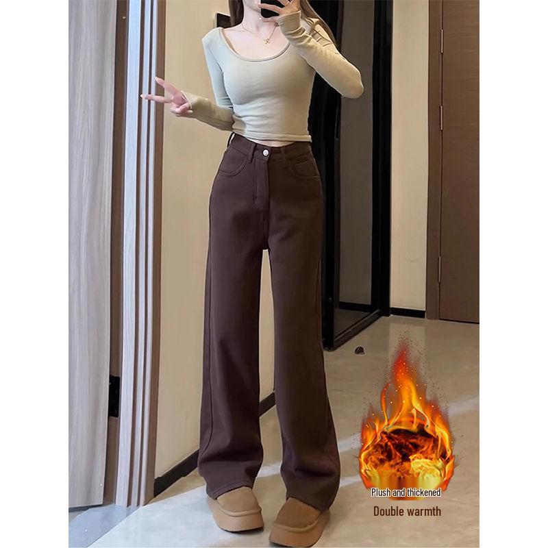 Women s Maillard Brown Straight-Leg Plus Velvet Wide-Leg Jeans - Autumn/Winter, Loose Fit, Slimming, Large Size XL (115-125 Jin)
Women s Maillard Brown Straight-Leg Plus Velvet Wide-Leg Jeans - Autumn/Winter, Loose Fit, Slimming, Large Size XL (115-125 Jin)