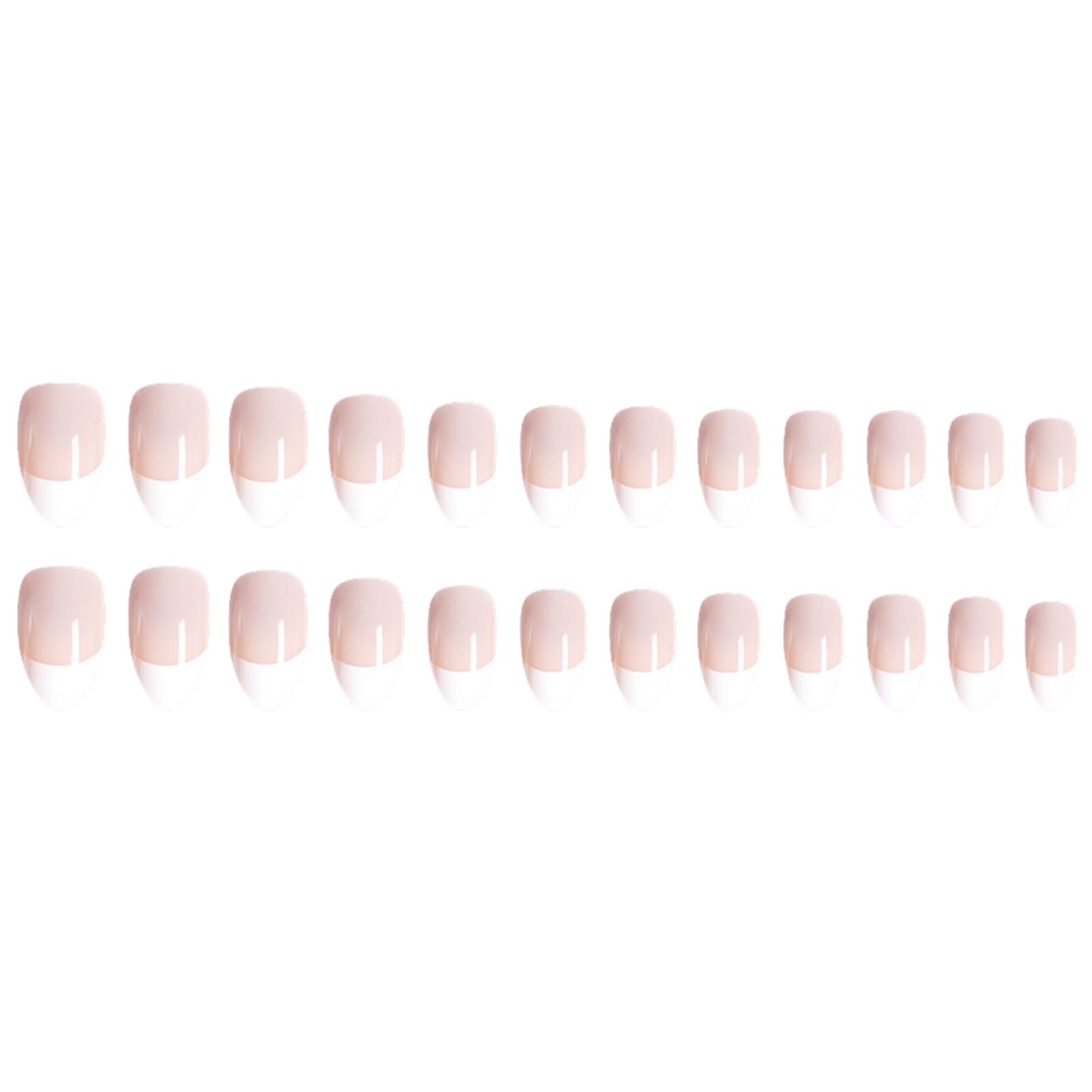 Набор натуральных накладных ногтей для французского маникюра разного размера с полным покрытием