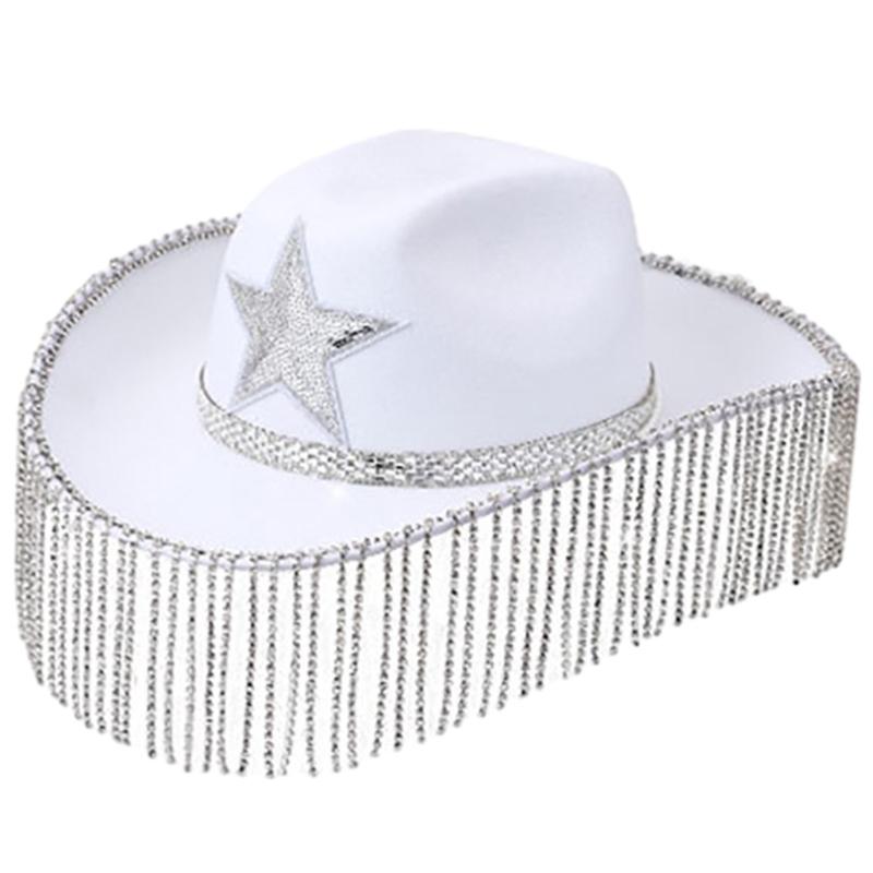 Adult Sequins Star Cowboy Hats with Diamond Fringes Woman Western Cowgirl Hat Model Show Performances Photography Hat білий
Adult Sequins Star Cowboy Hats with Diamond Fringes Woman Western Cowgirl Hat Model Show Performances Photography Hat білий