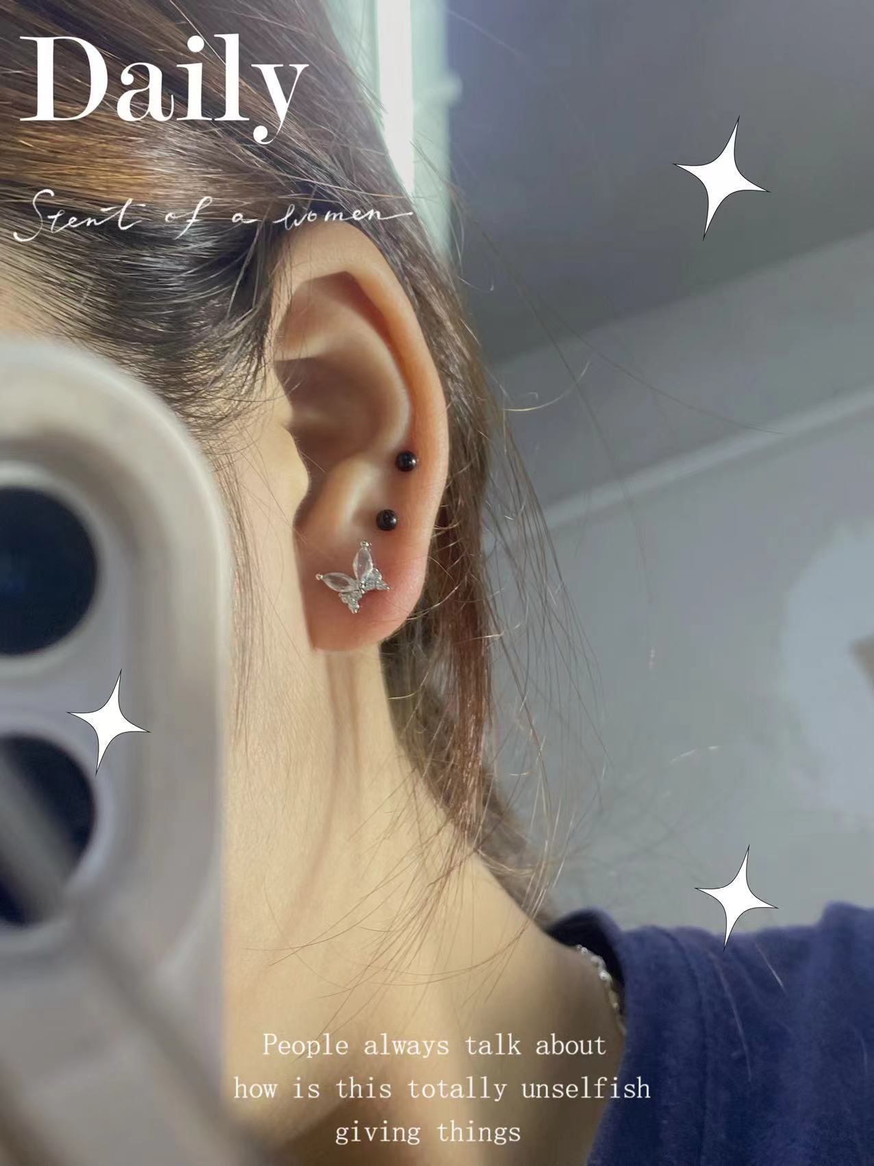 Fresh and cute butterfly zircon earrings, titanium steel earbone nails, explosive earrings, women
Fresh and cute butterfly zircon earrings, titanium steel earbone nails, explosive earrings, women