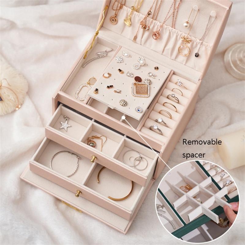 Three Layers Jewelry Box PU Leather Necklace Earring Rings Storage Case with Lock,17x14x13cm Blackish Green
Three Layers Jewelry Box PU Leather Necklace Earring Rings Storage Case with Lock,17x14x13cm Blackish Green
