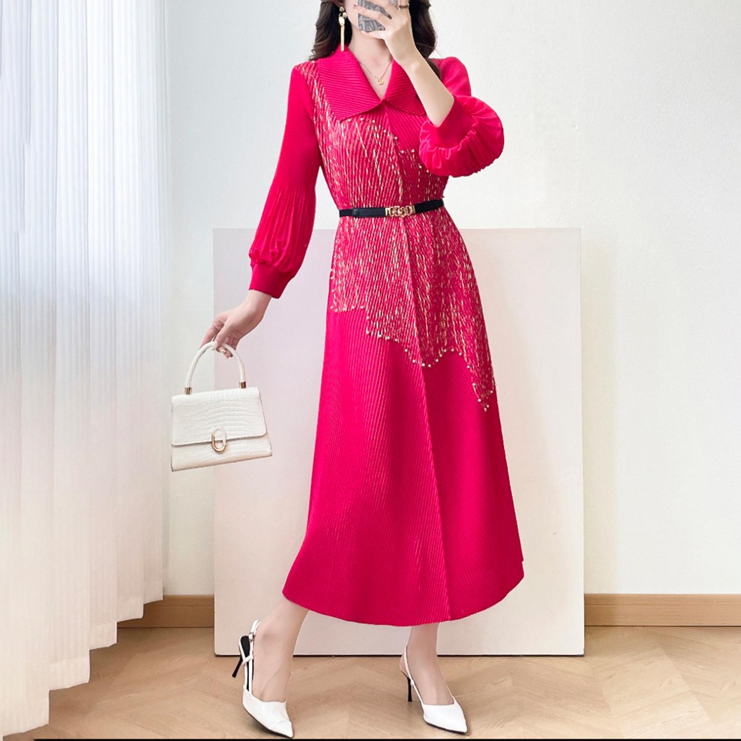 Miyake Lantern Sleeve Long Dress - Elegant Plus Size Spring/Summer Skirt with Hot Stamping One Size рожевий червоний колір
Miyake Lantern Sleeve Long Dress - Elegant Plus Size Spring/Summer Skirt with Hot Stamping One Size рожевий червоний колір