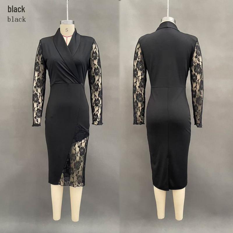 2026 Solid Color Lace Patchwork Lapel Suit Dress with Long Sleeves M
2026 Solid Color Lace Patchwork Lapel Suit Dress with Long Sleeves M
