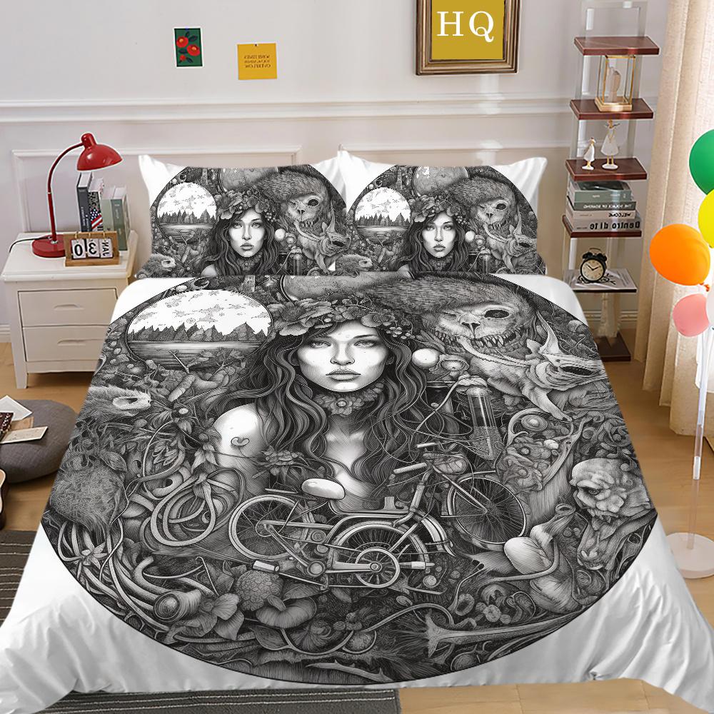 Красивое покрывало с принтом черепа, королевский размер, комплект постельного белья из микрофибры, чехол для подростков, крутой дизайн, комплект одеял EU Single 135x200cm