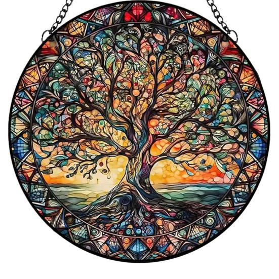 Stained Glass Window Hanging Decoration Round Suncatcher Panel Home Office Living Room Garden Yard Patio Window Hanging Ornament M
Stained Glass Window Hanging Decoration Round Suncatcher Panel Home Office Living Room Garden Yard Patio Window Hanging Ornament M
