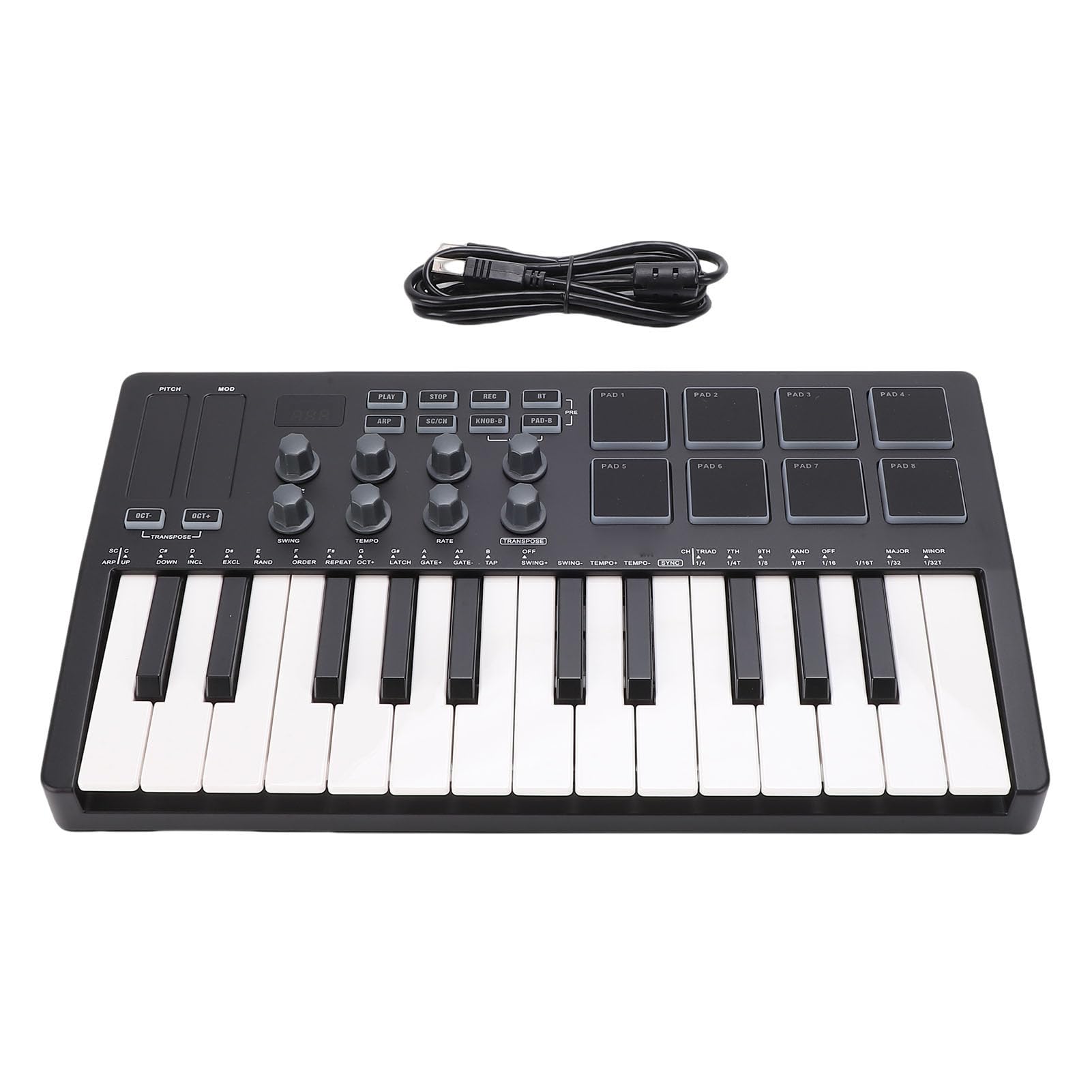 TOPINCN MIDI Keyboard Bluetooth 8 RGB Music Beginner to Black 25-Key Controller, Enabled, Wireless, Pads, Multi-DAW Compatible, Production,
TOPINCN MIDI Keyboard Bluetooth 8 RGB Music Beginner to Black 25-Key Controller, Enabled, Wireless, Pads, Multi-DAW Compatible, Production,