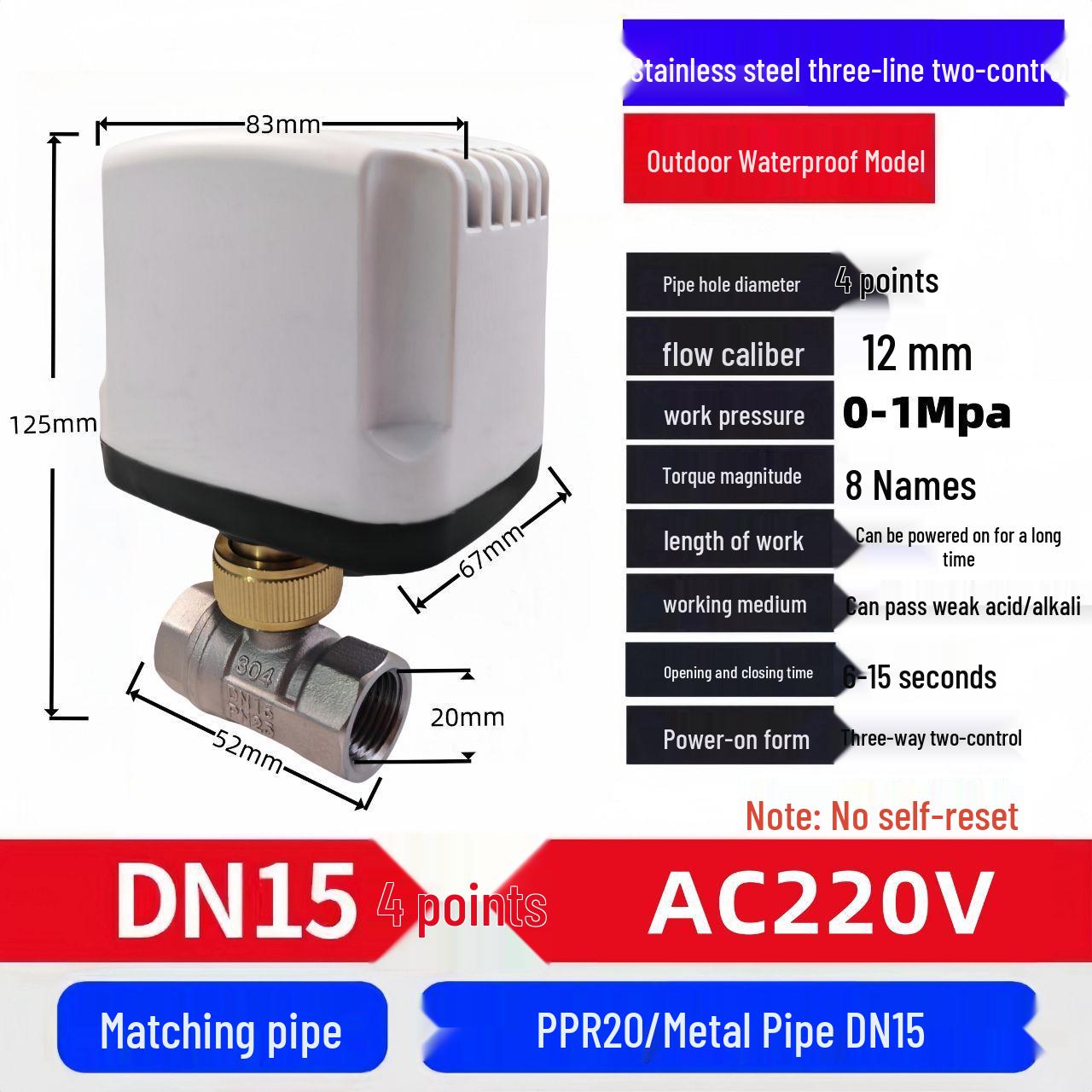 220V Stainless Steel Electric Ball Valve, Two-Wire, Normally Closed/Open Water Valve Switch
220V Stainless Steel Electric Ball Valve, Two-Wire, Normally Closed/Open Water Valve Switch