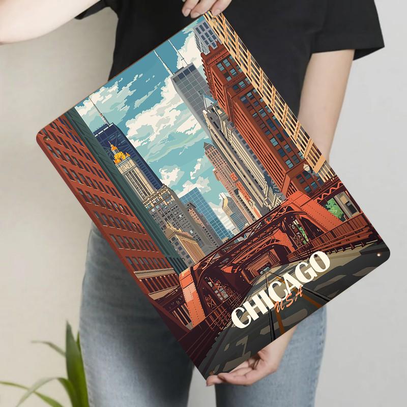 Chicago City Skyline Vintage Metal Wall Art American Architecture Decorative Painting for Living Room Bedroom 20x30cm(7.8x11.8inch)
Chicago City Skyline Vintage Metal Wall Art American Architecture Decorative Painting for Living Room Bedroom 20x30cm(7.8x11.8inch)