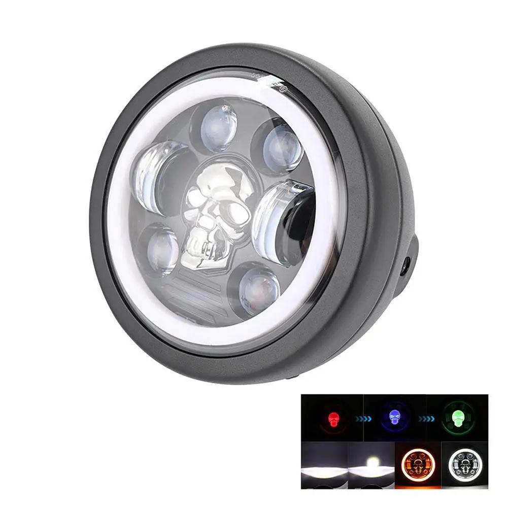 6,5-дюймовая светодиодная фара для мотоцикла, белая, желтая, двойная светодиодная, ближний свет, мотоциклетная фара, цвет луча, дальний свет, прожектор S9R6