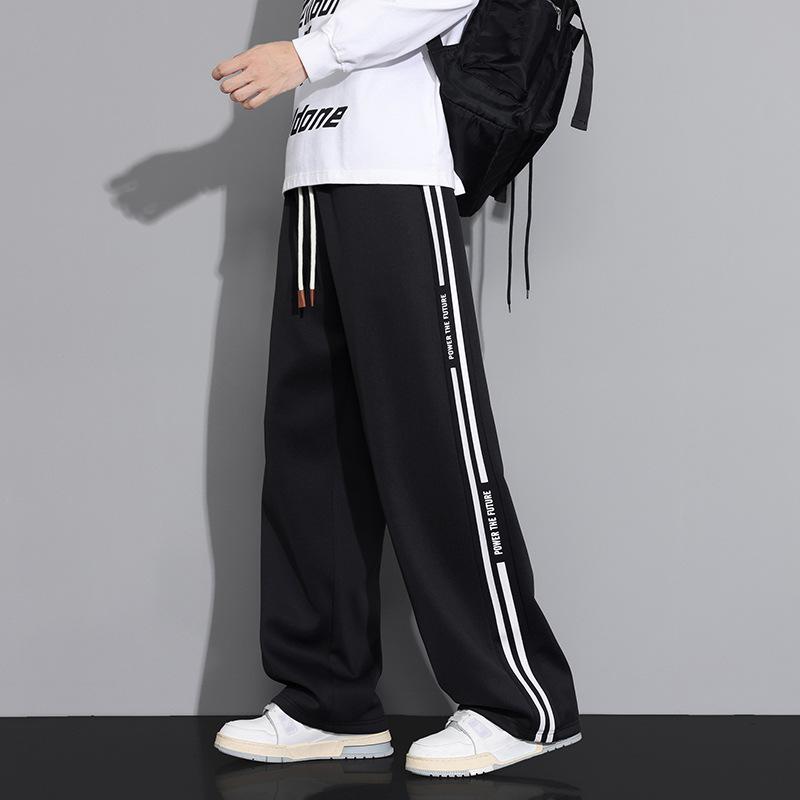 Men s Black Wide Leg Sweatpants - Side Stripe Letter Print Drawstring Waist Casual Track Pants M
Men s Black Wide Leg Sweatpants - Side Stripe Letter Print Drawstring Waist Casual Track Pants M