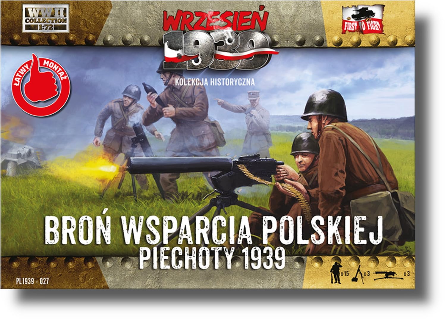 FTF 1/72 Scale Polish Mortar and Machine Gun Set (3 each) with 15 Soldiers, Plastic Model Kit PF72027
FTF 1/72 Scale Polish Mortar and Machine Gun Set (3 each) with 15 Soldiers, Plastic Model Kit PF72027