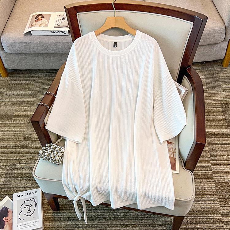 **Plus Size Women s Casual Solid Color Round Neck Top** 6XL (For 200-300 Jin) білий
**Plus Size Women s Casual Solid Color Round Neck Top** 6XL (For 200-300 Jin) білий