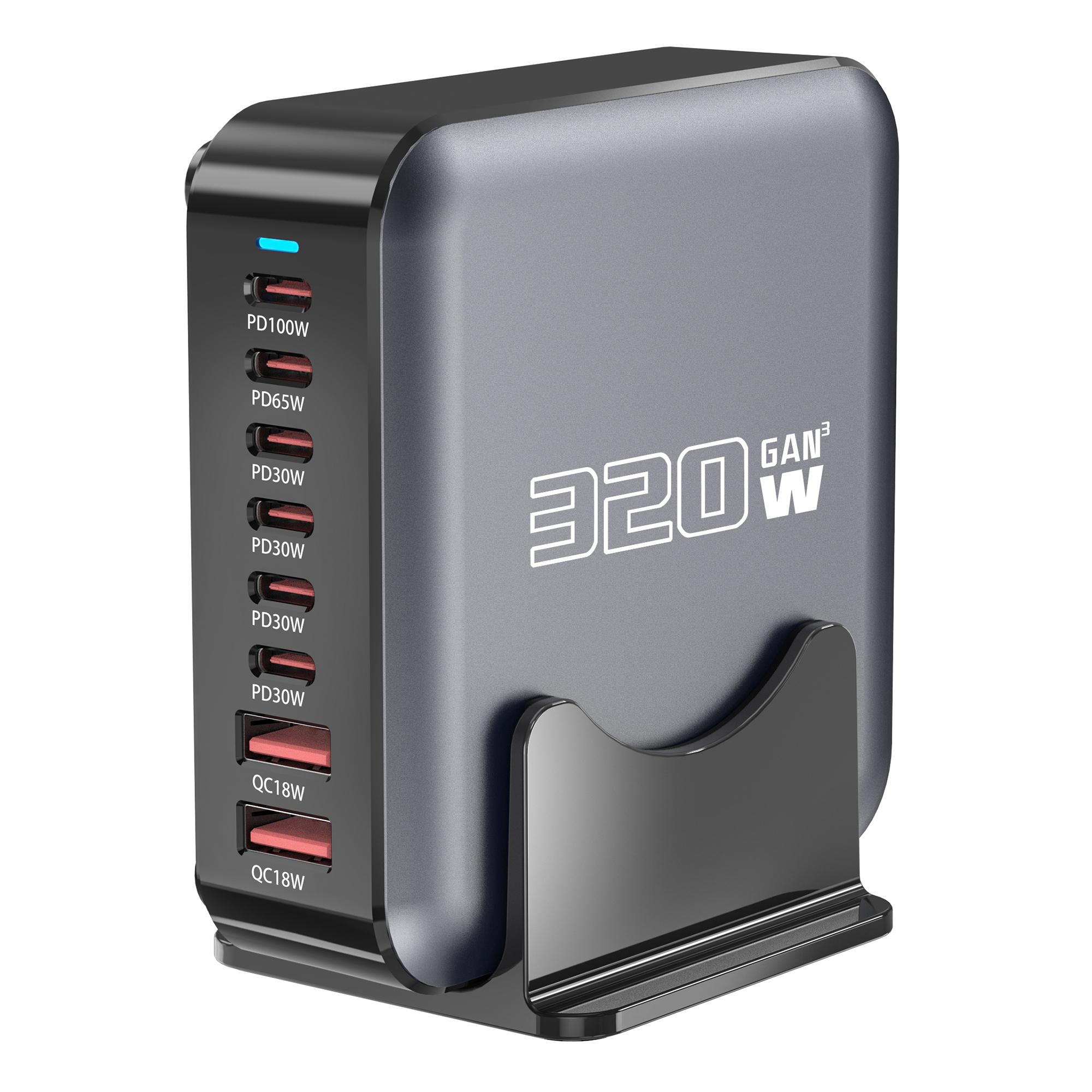 320W GaN Desktop Charger 8 Port Output Fast Charging Station for Phones Tablets Drones EU Plug
320W GaN Desktop Charger 8 Port Output Fast Charging Station for Phones Tablets Drones EU Plug
