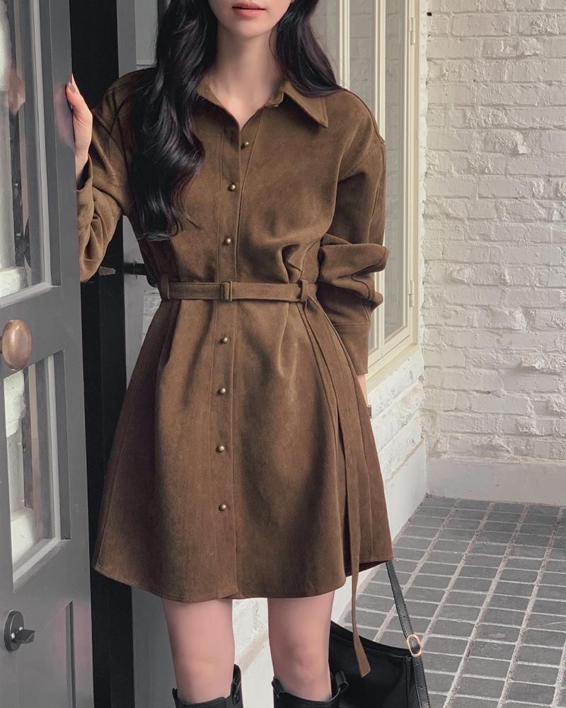 Korean Chic Lace-Up Waist Slimming Dress for Women - Spring, Autumn, and Winter One Size коричневый
Korean Chic Lace-Up Waist Slimming Dress for Women - Spring, Autumn, and Winter One Size коричневый