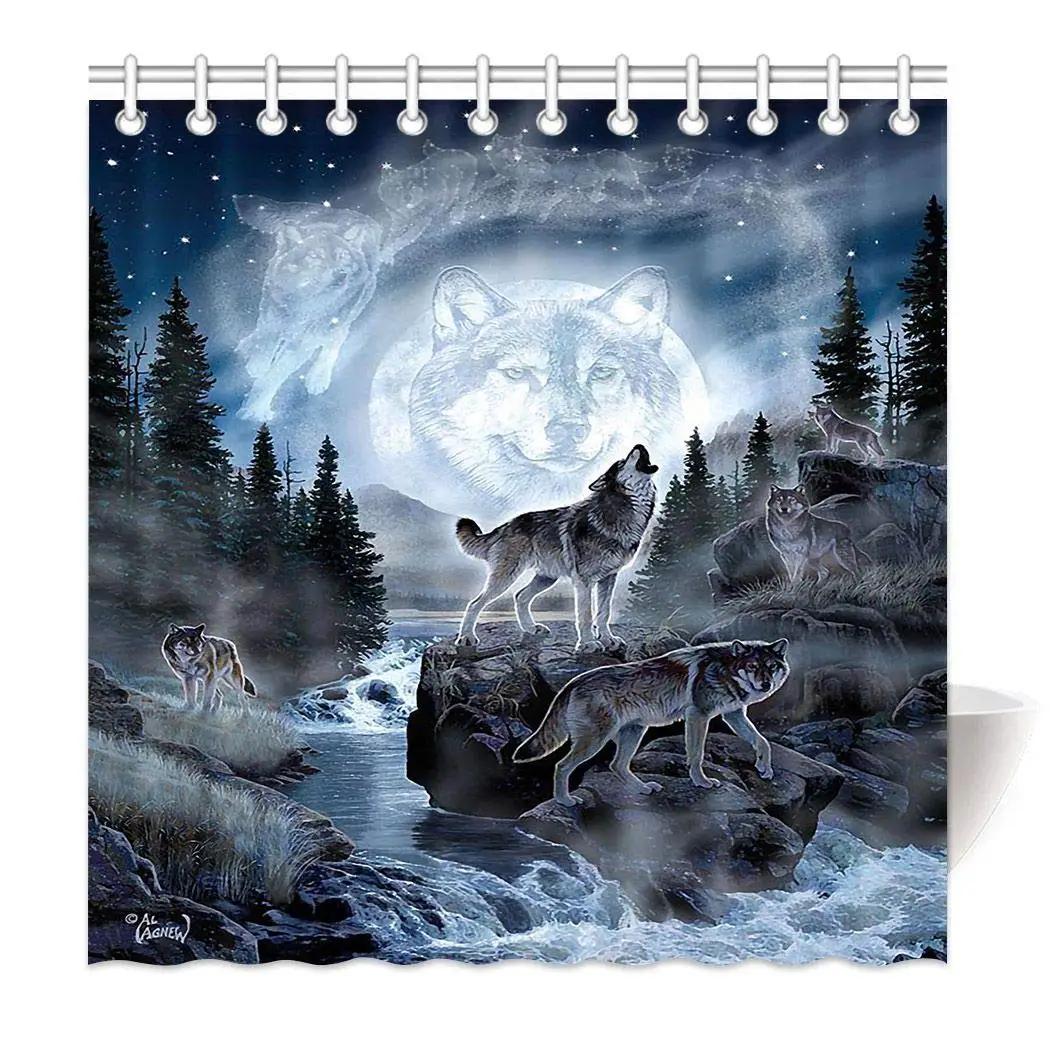 Wolf Silhouette Shower Curtain Black White Howling Thunderstorm Animal Moon Light Mystic Decor Bathroom Set Waterproof With Hook W60H190(CM)-1 Pcs
Wolf Silhouette Shower Curtain Black White Howling Thunderstorm Animal Moon Light Mystic Decor Bathroom Set Waterproof With Hook W60H190(CM)-1 Pcs