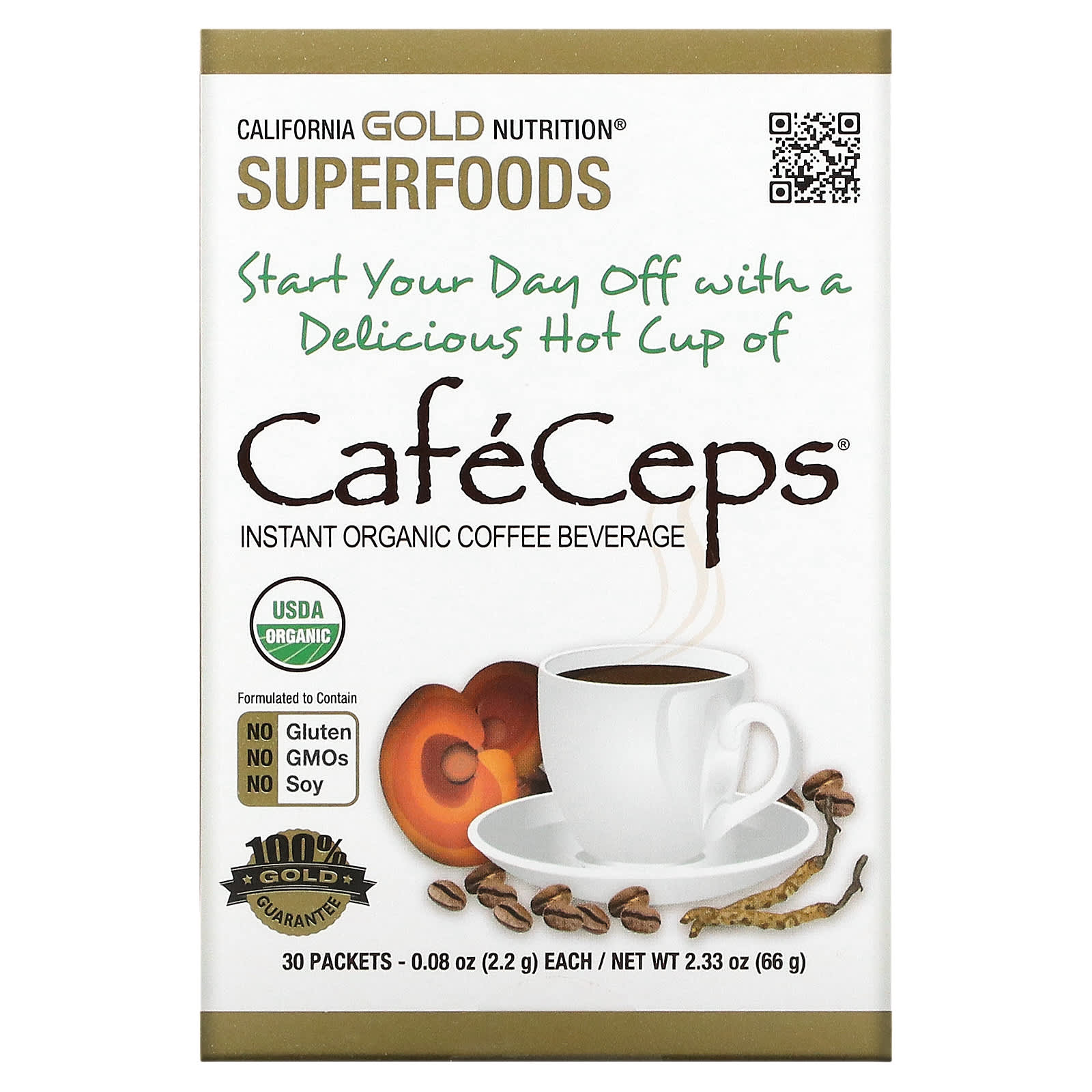 Cafeceps, Certified Organic Instant Coffee with Cordyceps and Reishi Mushroom Powder, 30 Count, 2.2G (0.08Oz) Each
Cafeceps, Certified Organic Instant Coffee with Cordyceps and Reishi Mushroom Powder, 30 Count, 2.2G (0.08Oz) Each