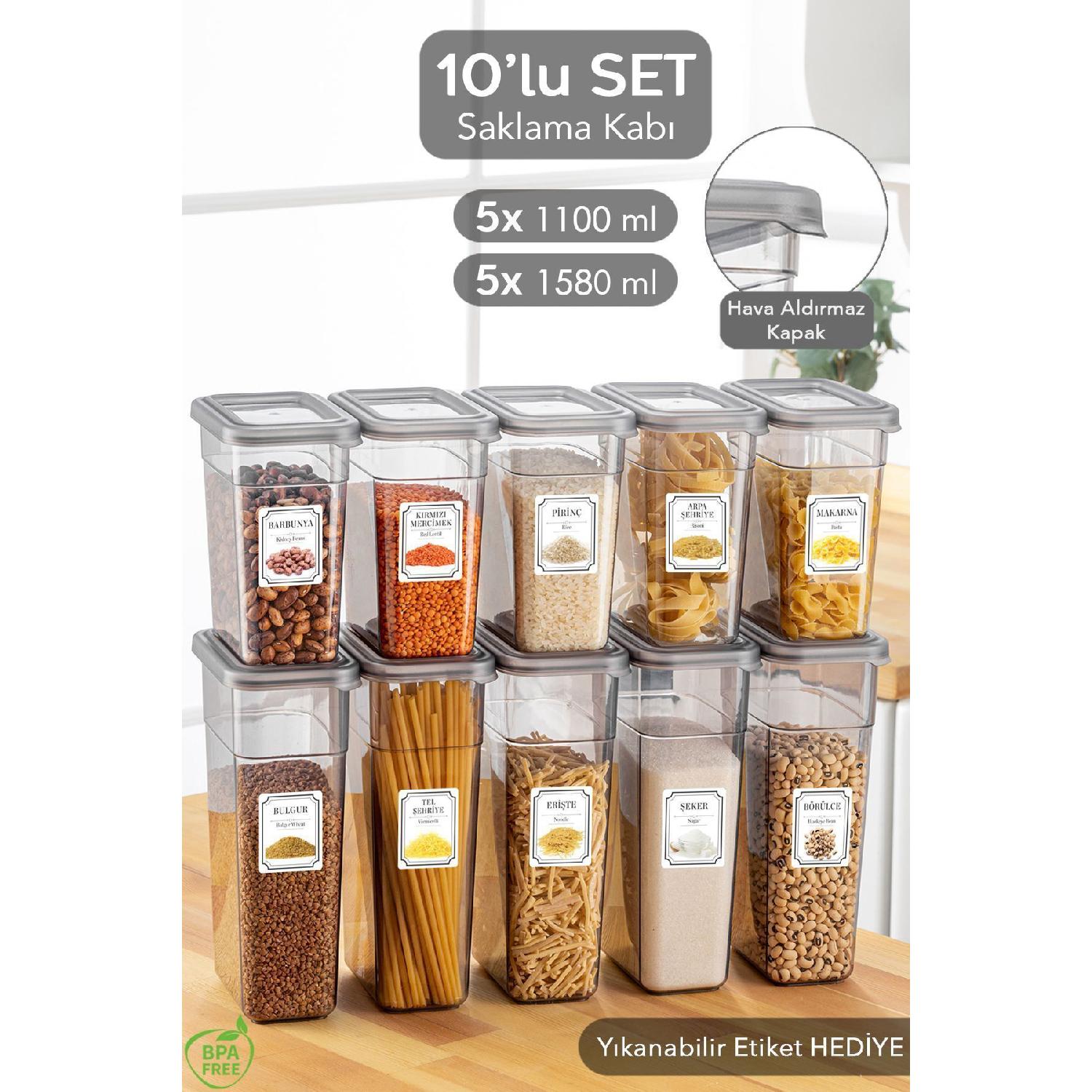 Set Of 10 Food Storage Containers With Leak-proof Lids - Labeled Pulses Box - 5x(1100ml, 1580ml) серый
Set Of 10 Food Storage Containers With Leak-proof Lids - Labeled Pulses Box - 5x(1100ml, 1580ml) серый