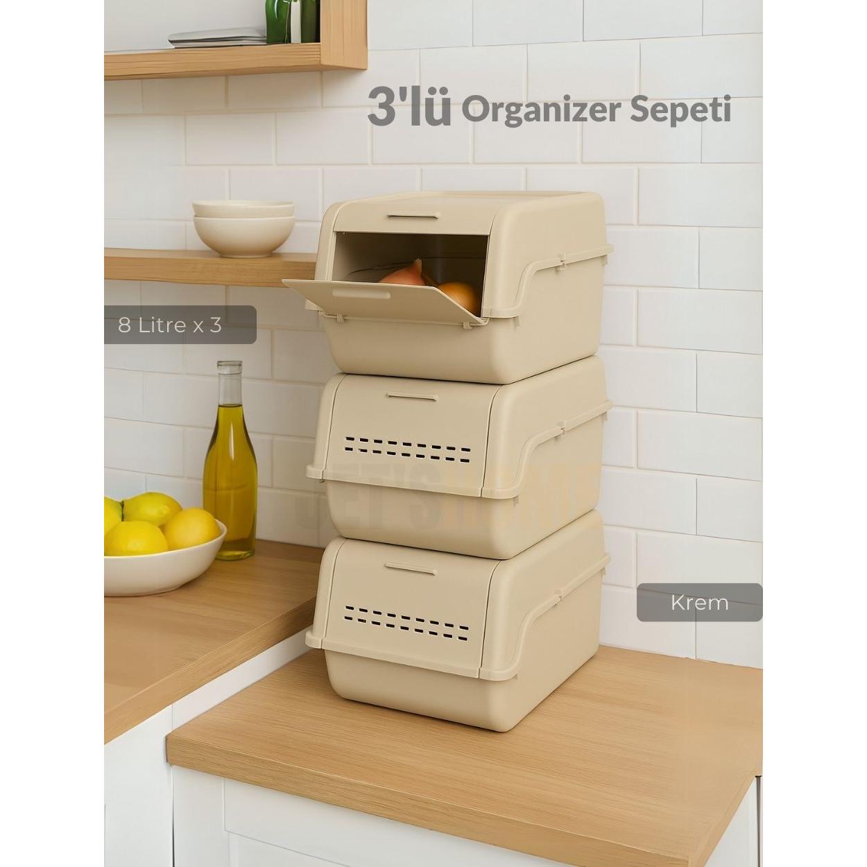 3 lü Set Organizer Erzak Kutusu Bpa Free Saklama Kutusu Soğanlık Sebzelik Sepet Krem 8 Lt x 3
3 lü Set Organizer Erzak Kutusu Bpa Free Saklama Kutusu Soğanlık Sebzelik Sepet Krem 8 Lt x 3