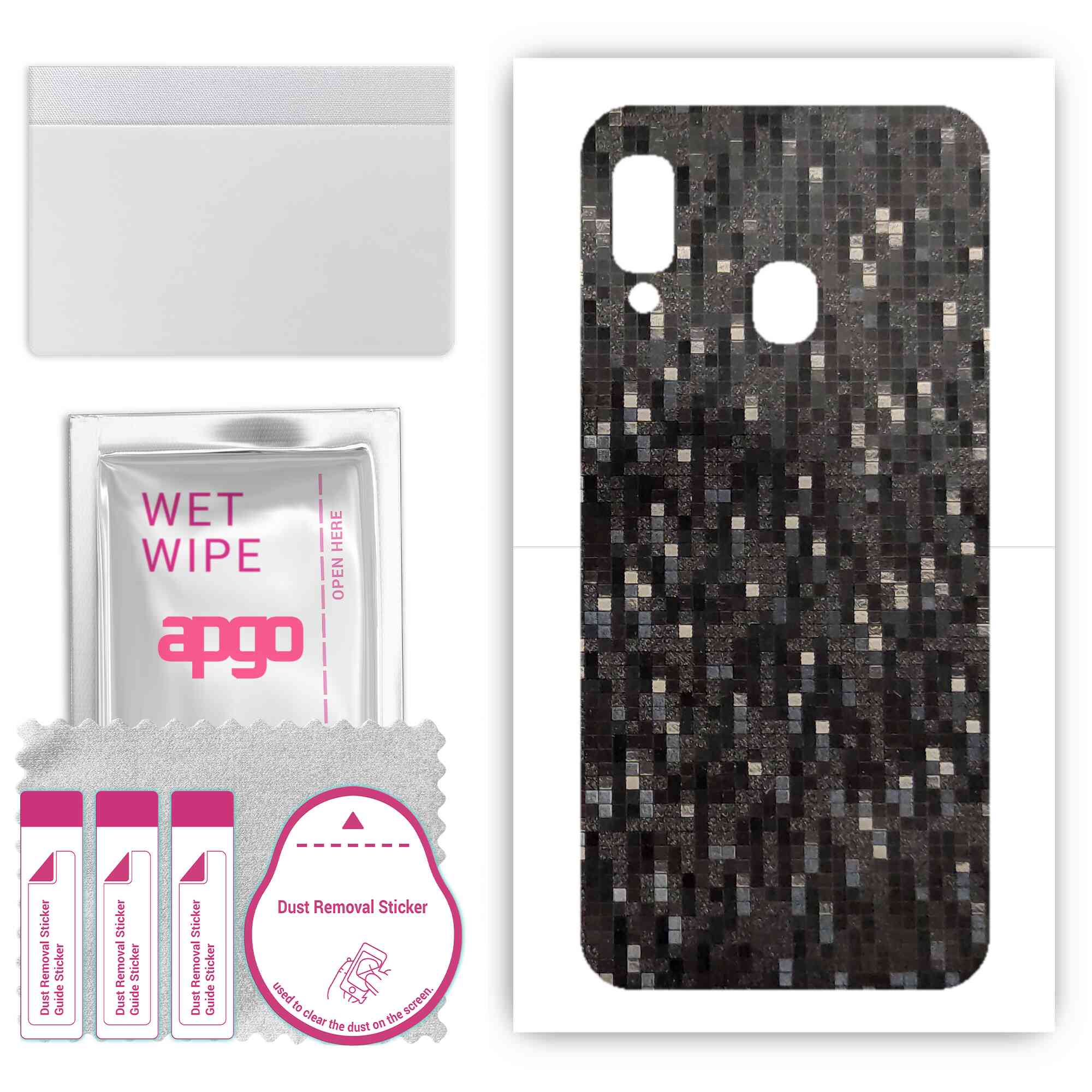 apgo Protective Skin Sticker for the back compatible with Samsung Galaxy A20e, Wrap Film, Foil, Vinyl - Pattern Carbon Black Pixel
apgo Protective Skin Sticker for the back compatible with Samsung Galaxy A20e, Wrap Film, Foil, Vinyl - Pattern Carbon Black Pixel