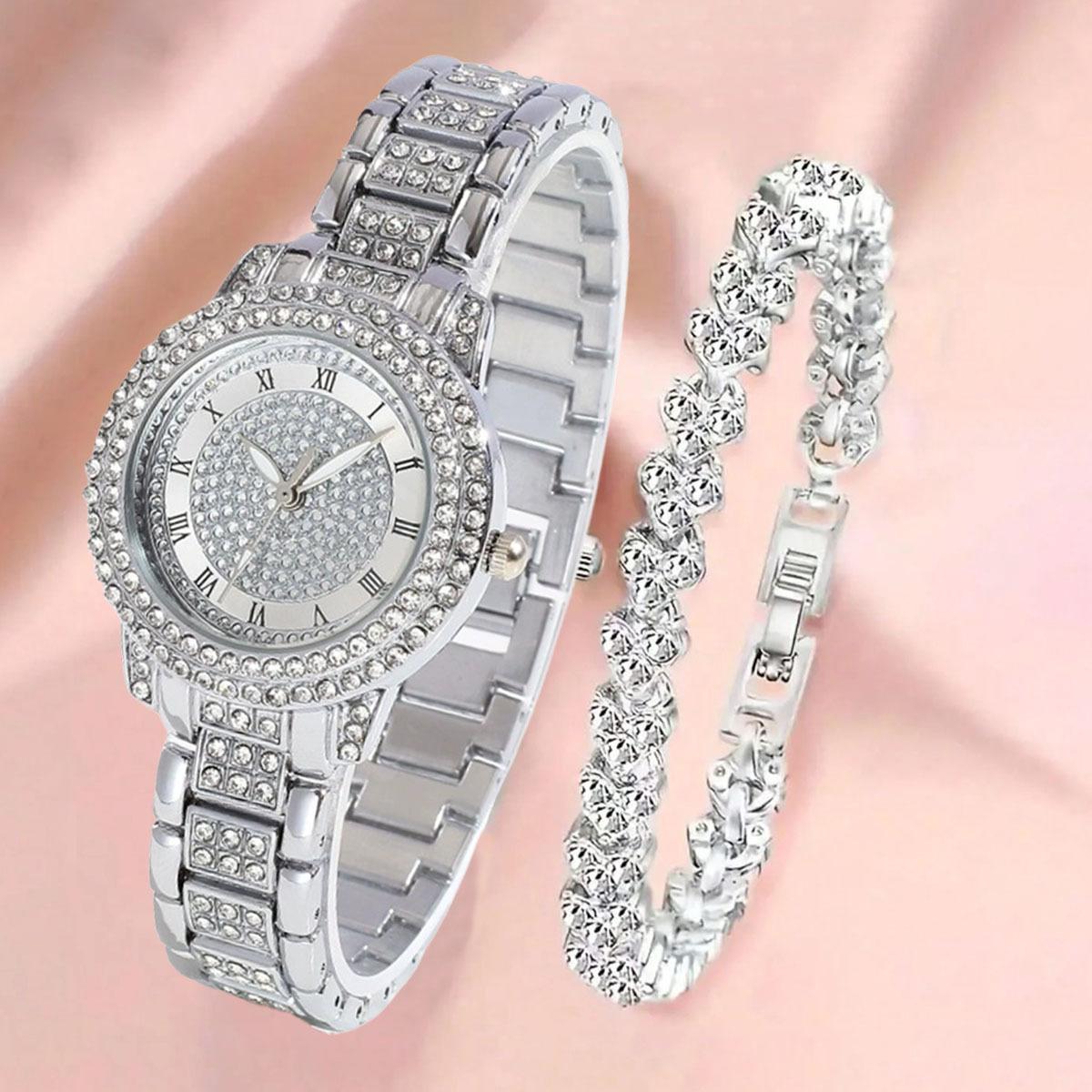 2pcs/set-Elegant Ladies Quartz Watch Jewelry Set, The Ideal Gift for Family and Friends срібний
2pcs/set-Elegant Ladies Quartz Watch Jewelry Set, The Ideal Gift for Family and Friends срібний