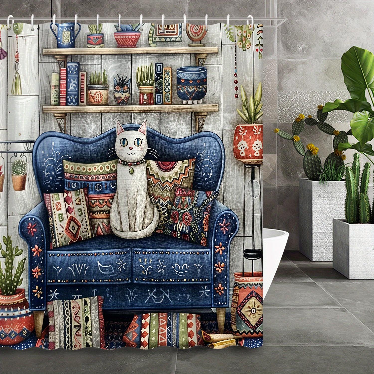 Charming Cat On Armchair Waterproof Shower Curtain For Modern Bathroom Decor, Stylish And Durable, Perfect For Home Use W60H190(CM)-1 Pcs
Charming Cat On Armchair Waterproof Shower Curtain For Modern Bathroom Decor, Stylish And Durable, Perfect For Home Use W60H190(CM)-1 Pcs