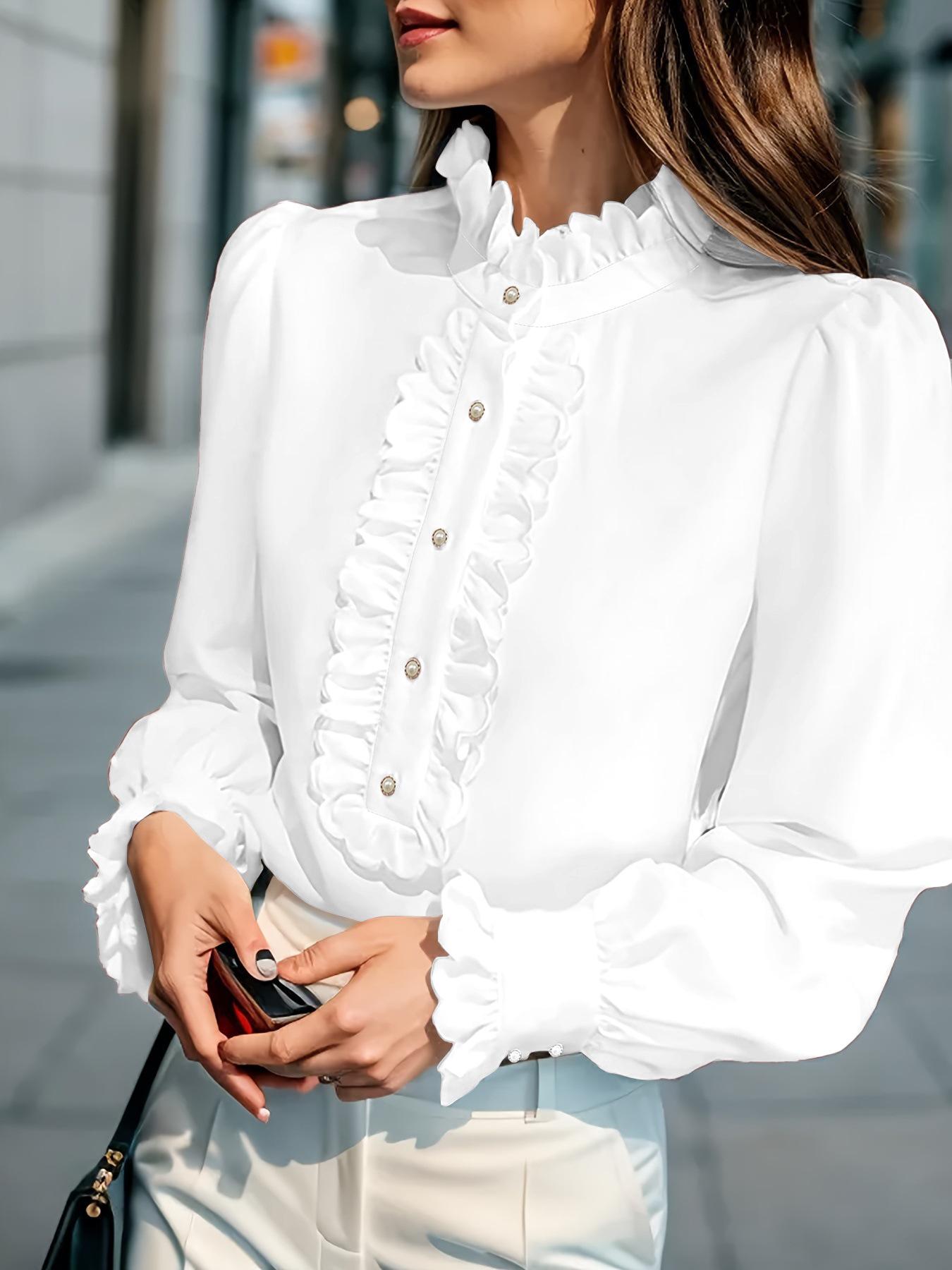 Women s Long Sleeve Ruffle Trim Blouse Button Front Shirt Multi Colors S белый
Women s Long Sleeve Ruffle Trim Blouse Button Front Shirt Multi Colors S белый