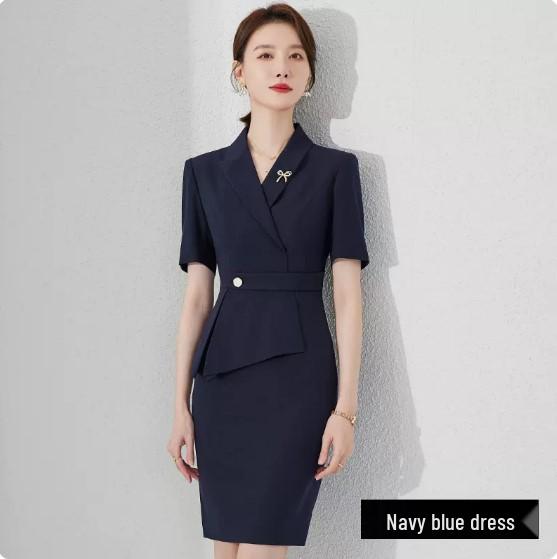 Темно-синее приталенное рабочее платье с коротким рукавом для женщин XXXL
Темно-синее приталенное рабочее платье с коротким рукавом для женщин XXXL