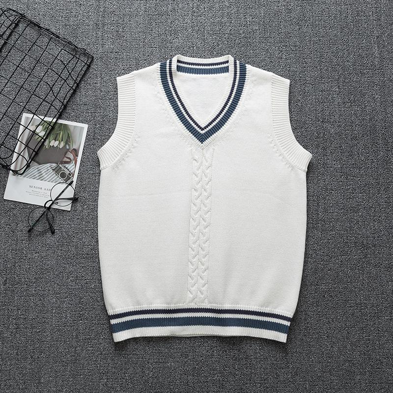 Korean School Uniform Long Sleeve Sweater Vest Fashion V-neck British Style Pullover School Girl Boy White Sweater Vest Top S
Korean School Uniform Long Sleeve Sweater Vest Fashion V-neck British Style Pullover School Girl Boy White Sweater Vest Top S