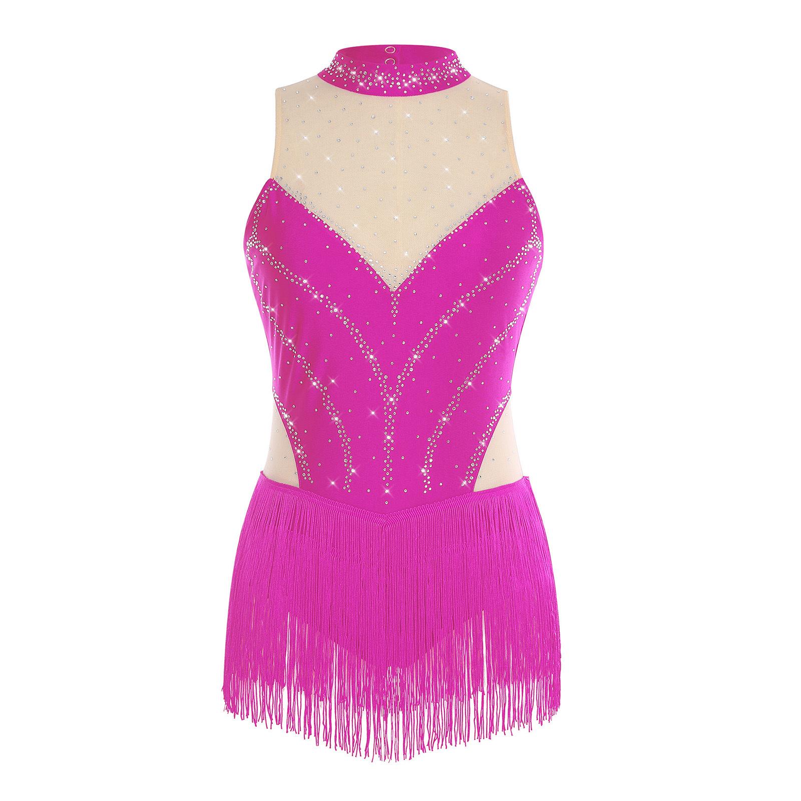 Women Latin Dancewear Sleeveless Back Keyhole Tassel Fringe Waist Glittery Bodysuit Tango Chacha Figure Skating Costume S
Women Latin Dancewear Sleeveless Back Keyhole Tassel Fringe Waist Glittery Bodysuit Tango Chacha Figure Skating Costume S