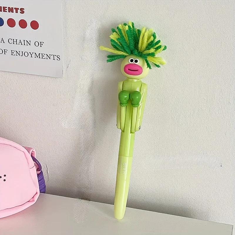 Пушистая механическая ручка для снятия стресса, мультяшная забавная шариковая ручка с большим ртом, для снятия стресса, офисные принадлежности, креативный подарок