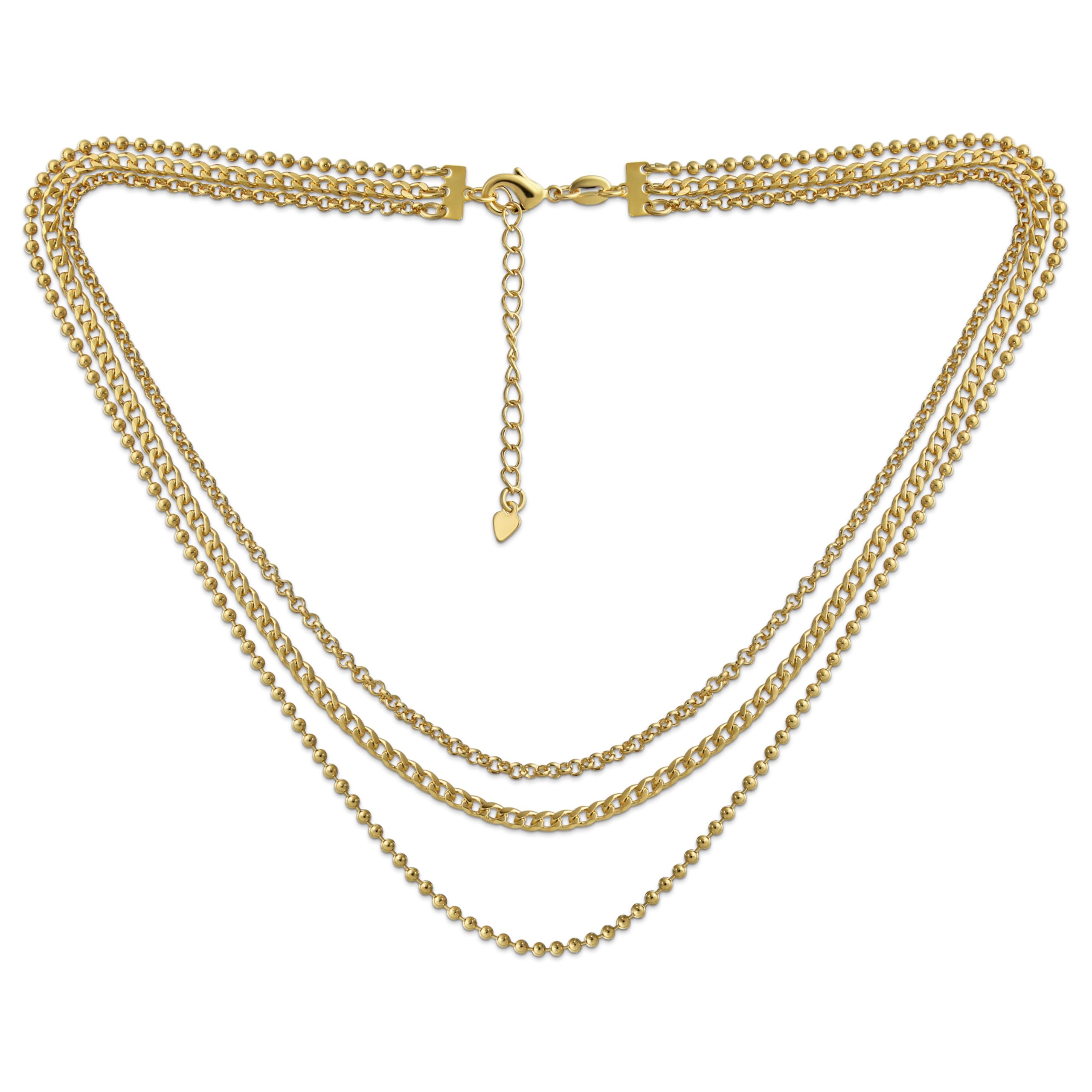 Statement Sparkling Bead Curve Layer 3 Strand Multi Strand Chain Choker Necklace for Women Yellow Gold Plaited 15 18 20 30 Inches
Statement Sparkling Bead Curve Layer 3 Strand Multi Strand Chain Choker Necklace for Women Yellow Gold Plaited 15 18 20 30 Inches