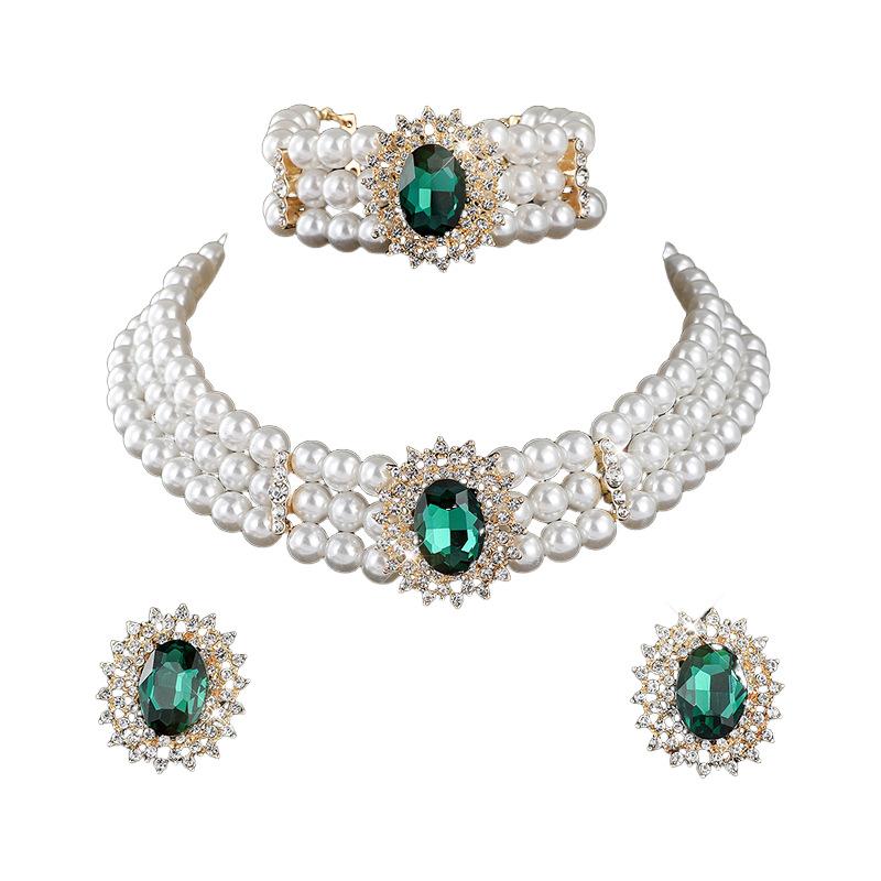 Wedding diamond multi-row imitation pearl necklace bridal crystal choker diamond collarbone chain pendant female зелений
Wedding diamond multi-row imitation pearl necklace bridal crystal choker diamond collarbone chain pendant female зелений
