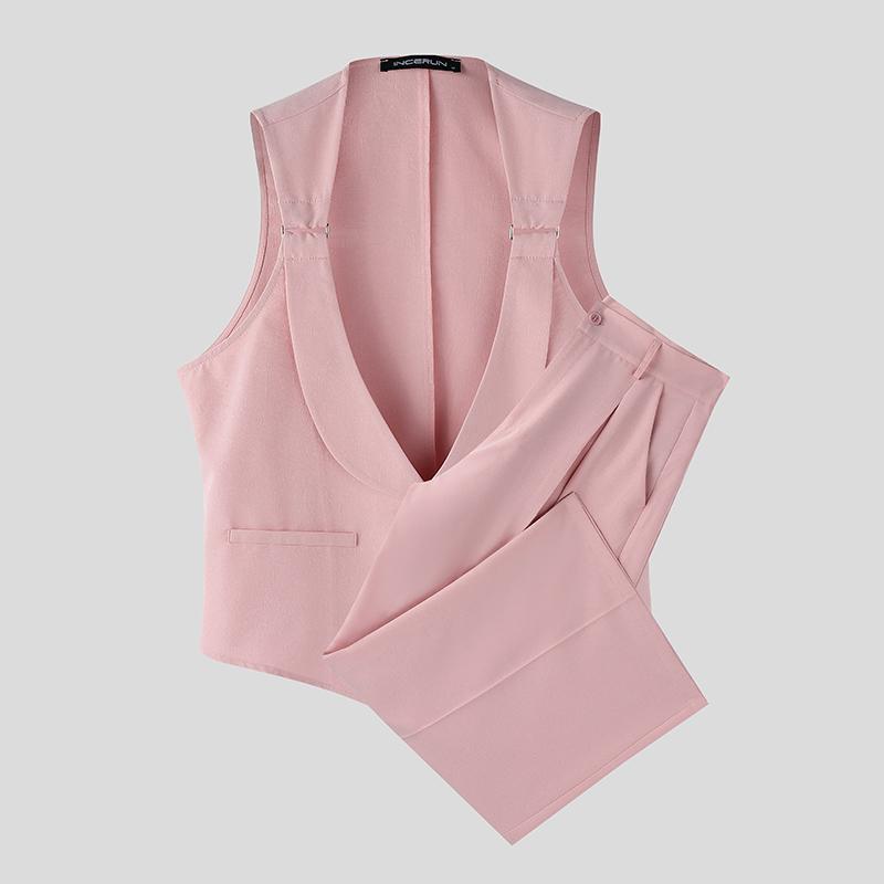 INCERUN 2PCS Men Outfits Deep V Neck Sleeveless Waistcoat Tops Long Pants Casual Thin Sets XL рожевий
INCERUN 2PCS Men Outfits Deep V Neck Sleeveless Waistcoat Tops Long Pants Casual Thin Sets XL рожевий