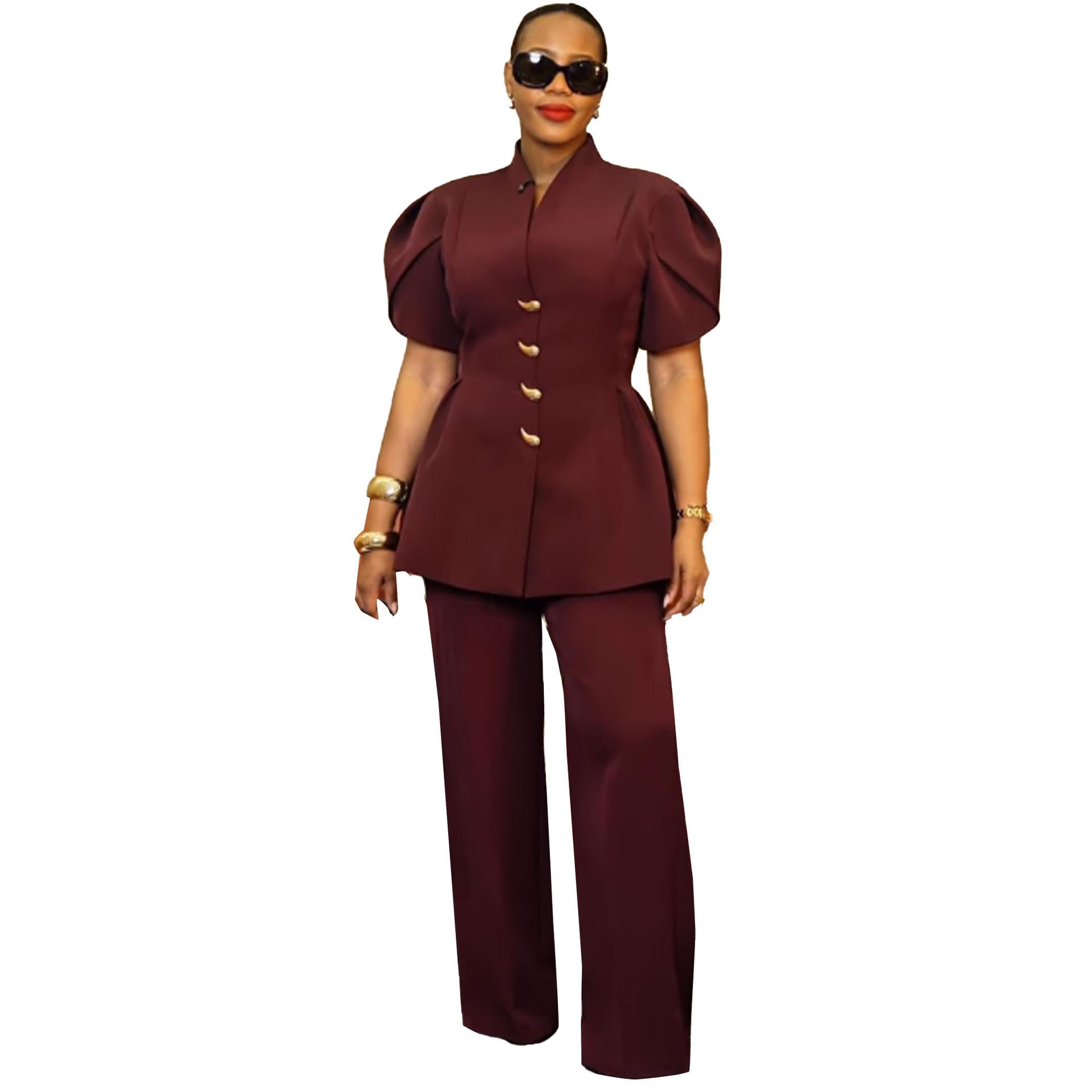 Short Sleeve Top with Gold Buttons and Pants 2 Piece Set 3XL бордовий
Short Sleeve Top with Gold Buttons and Pants 2 Piece Set 3XL бордовий