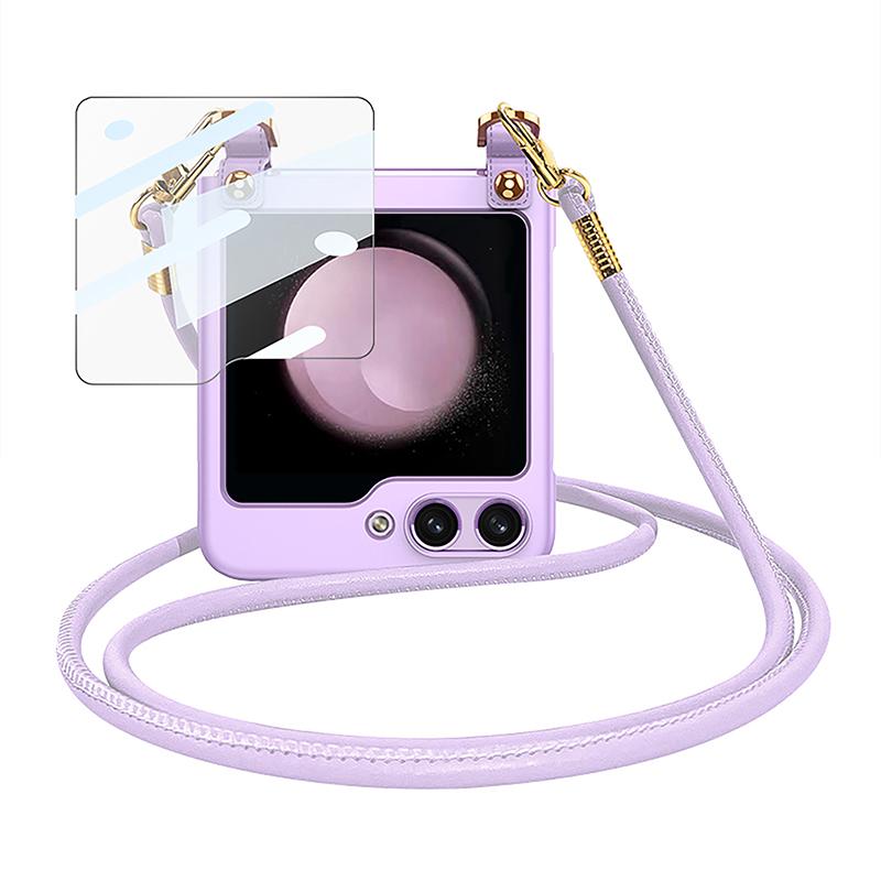 GKK For Samsung Galaxy Z Flip5 5G Hard PC Back Case Slim Protective Phone Cover with Tempered Glass Small Screen Film and Shoulder Strap Purple
GKK For Samsung Galaxy Z Flip5 5G Hard PC Back Case Slim Protective Phone Cover with Tempered Glass Small Screen Film and Shoulder Strap Purple