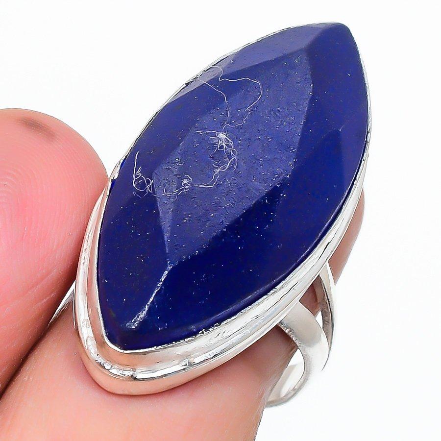 Сапфир(Смоделированный) Этническое ювелирное кольцо ручной работы с драгоценными камнями, размер 8 VR-2230