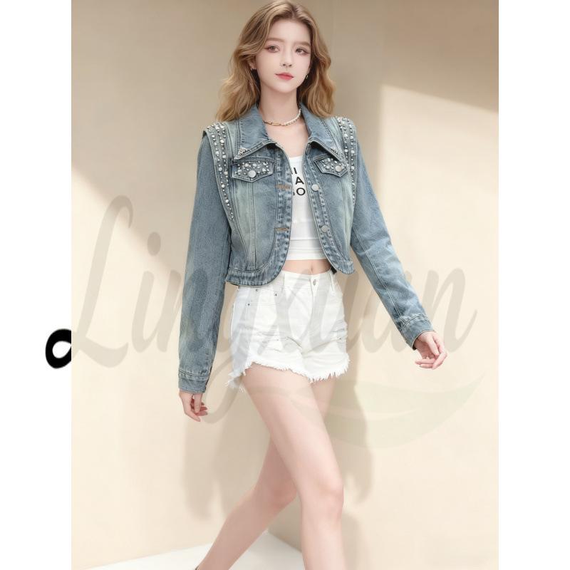 Hong Kong-Style Beaded Loose Denim Jacket Small синий
Hong Kong-Style Beaded Loose Denim Jacket Small синий