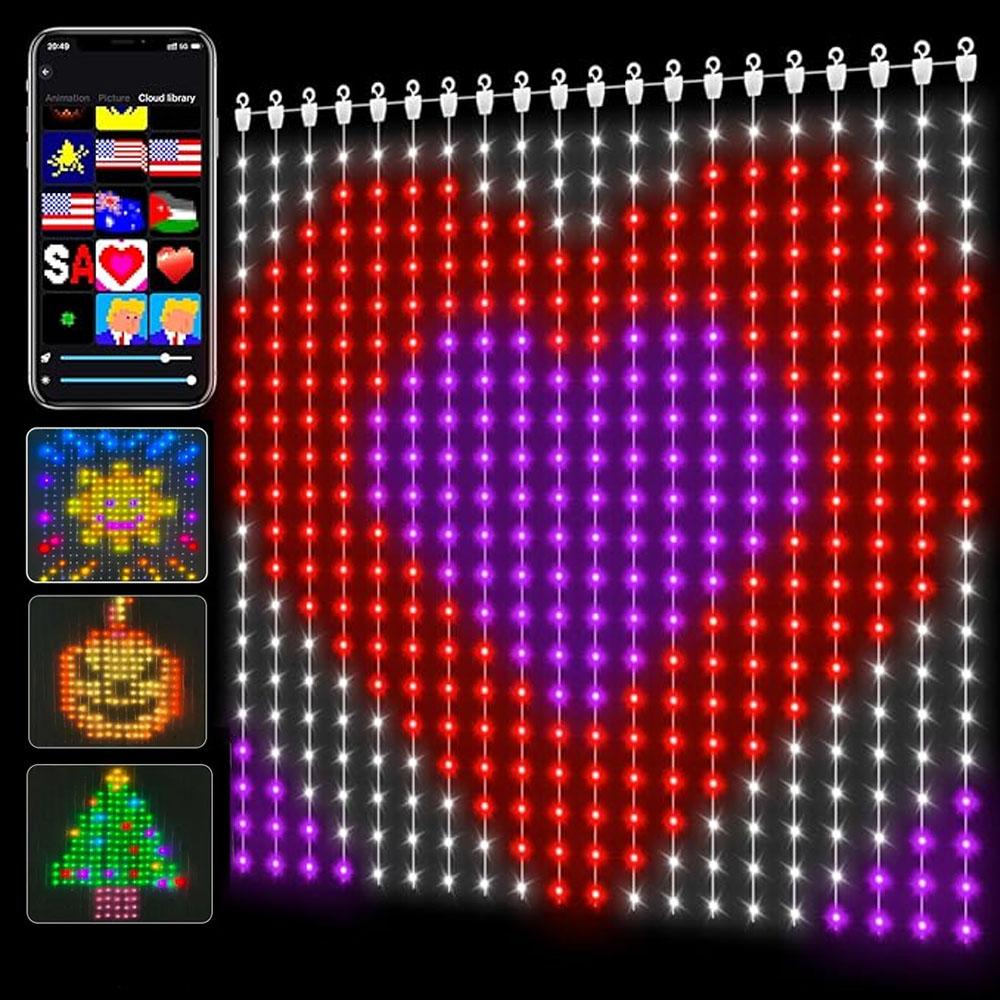 Programmable DIY 400 LED Smart Curtain Fairy Lights Christmas String Light Color Changing Music Sync Text Remote & App Controlle
Programmable DIY 400 LED Smart Curtain Fairy Lights Christmas String Light Color Changing Music Sync Text Remote & App Controlle