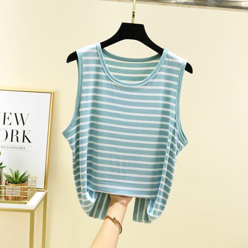 Plus size Modal Cami Women Summer Thin Sleeveless Bottoming Shirt Plus size Loose Slimming round Neck Stripe T-shirt Pea green XL (60.00 kg-70.00 kg recommended
Plus size Modal Cami Women Summer Thin Sleeveless Bottoming Shirt Plus size Loose Slimming round Neck Stripe T-shirt Pea green XL (60.00 kg-70.00 kg recommended