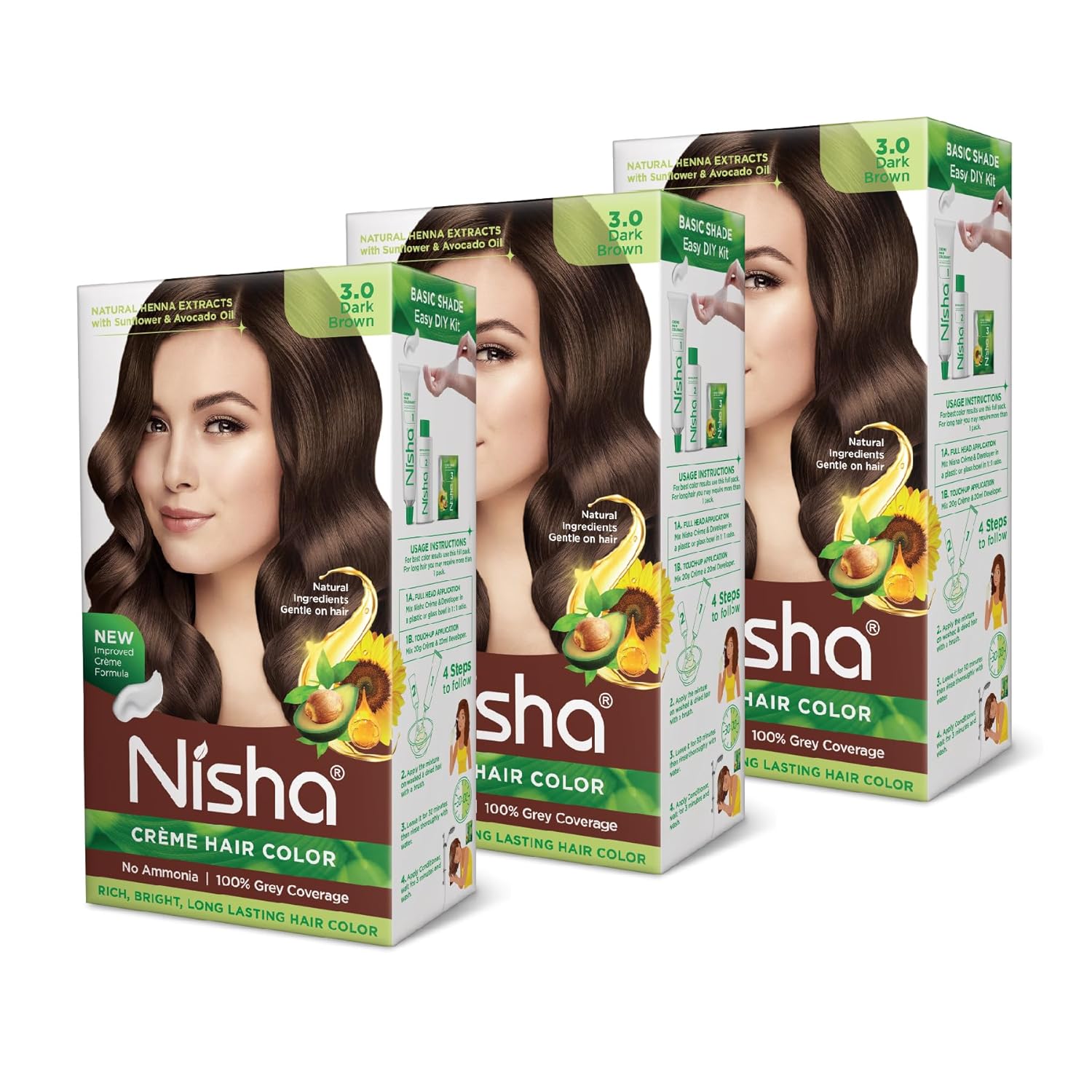 Nisha Creme Hair Color Dark Brown 60G+60Ml Permanent Grey Coverage Ammonia Free Hair Dye With Henna Extract
Nisha Creme Hair Color Dark Brown 60G+60Ml Permanent Grey Coverage Ammonia Free Hair Dye With Henna Extract
